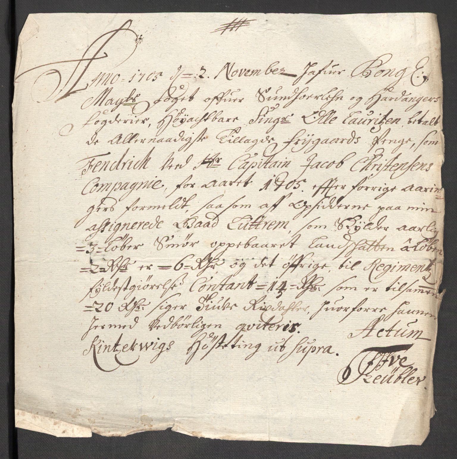 Rentekammeret inntil 1814, Reviderte regnskaper, Fogderegnskap, AV/RA-EA-4092/R48/L2983: Fogderegnskap Sunnhordland og Hardanger, 1705, p. 199