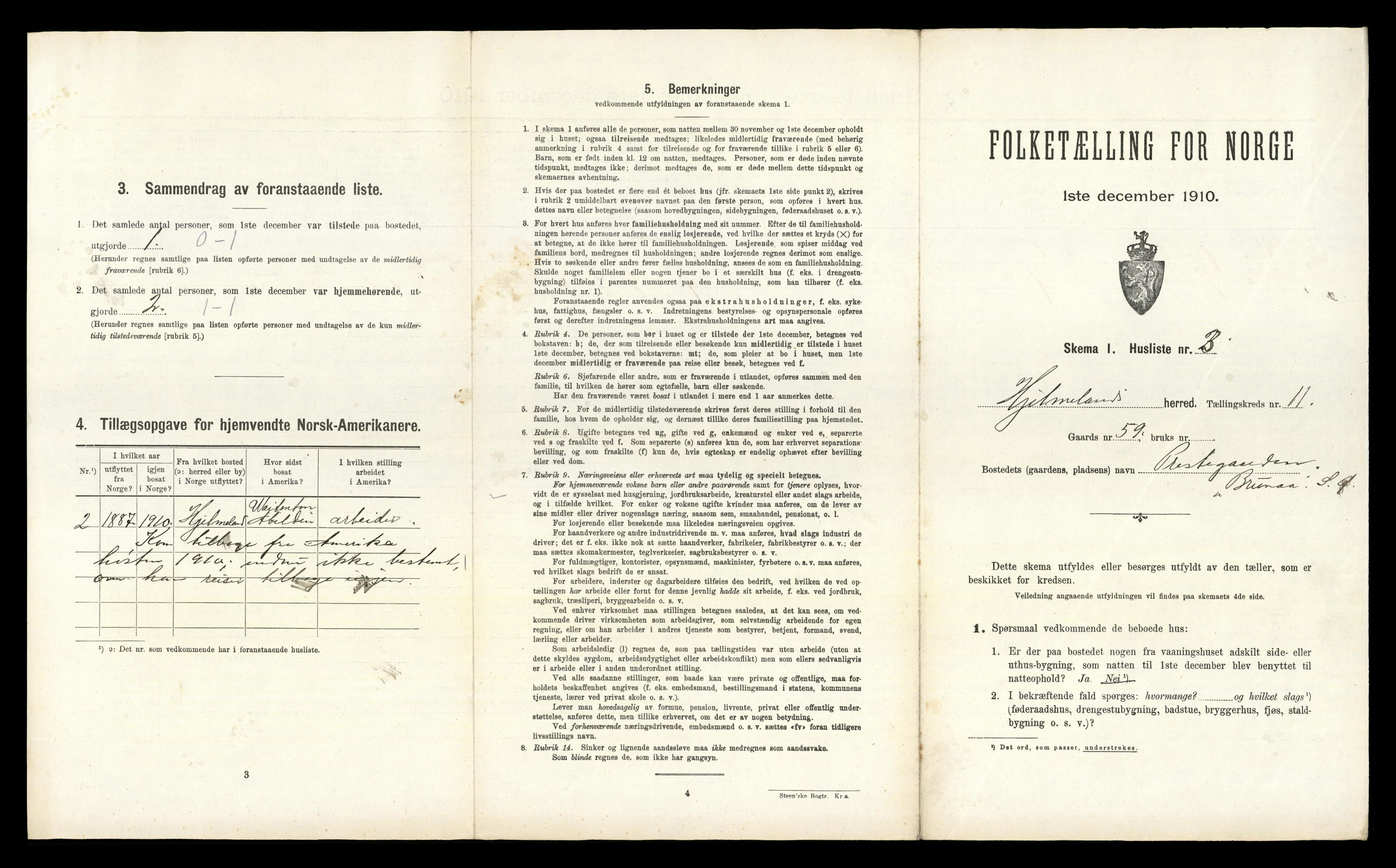 RA, 1910 census for Hjelmeland, 1910, p. 652