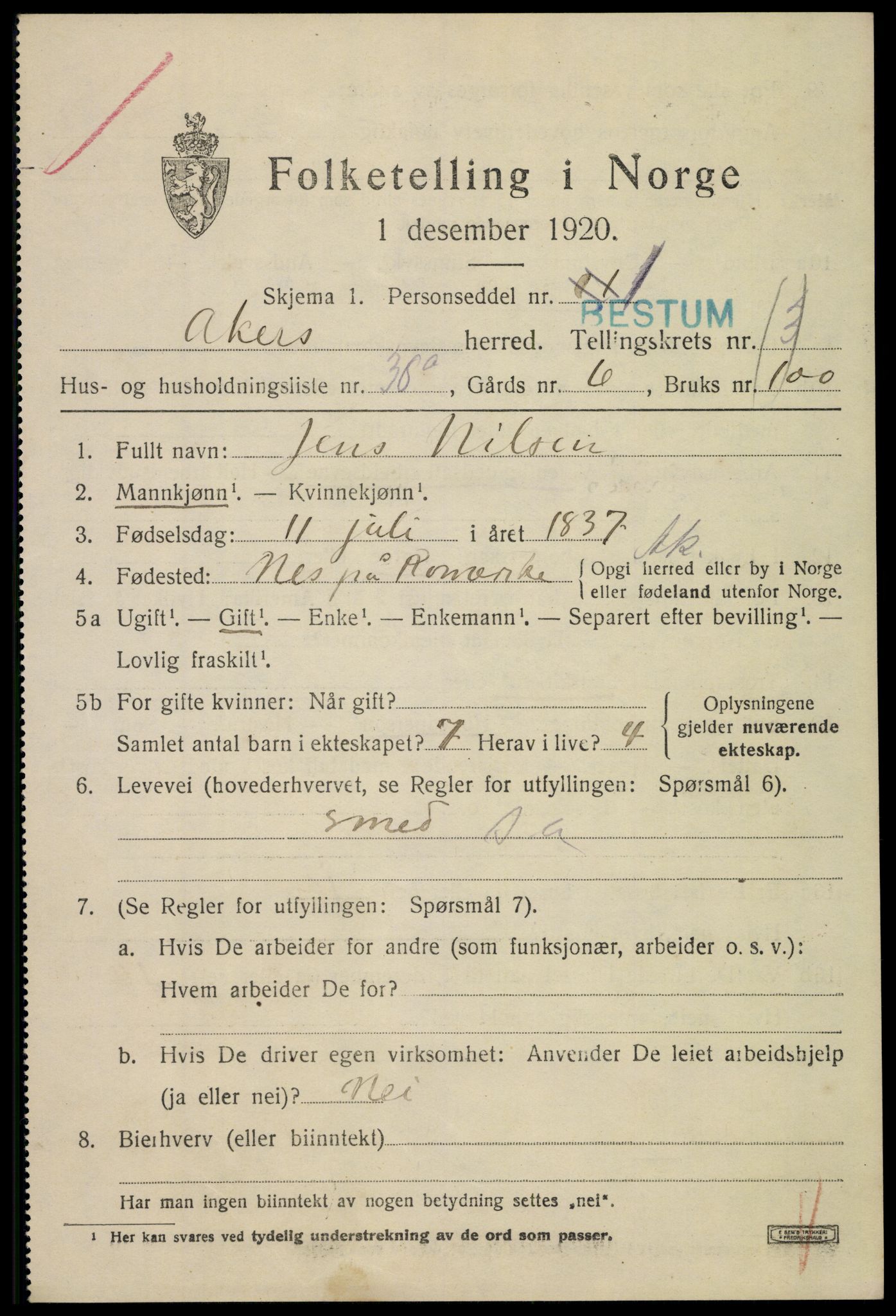 SAO, 1920 census for Aker, 1920, p. 24366