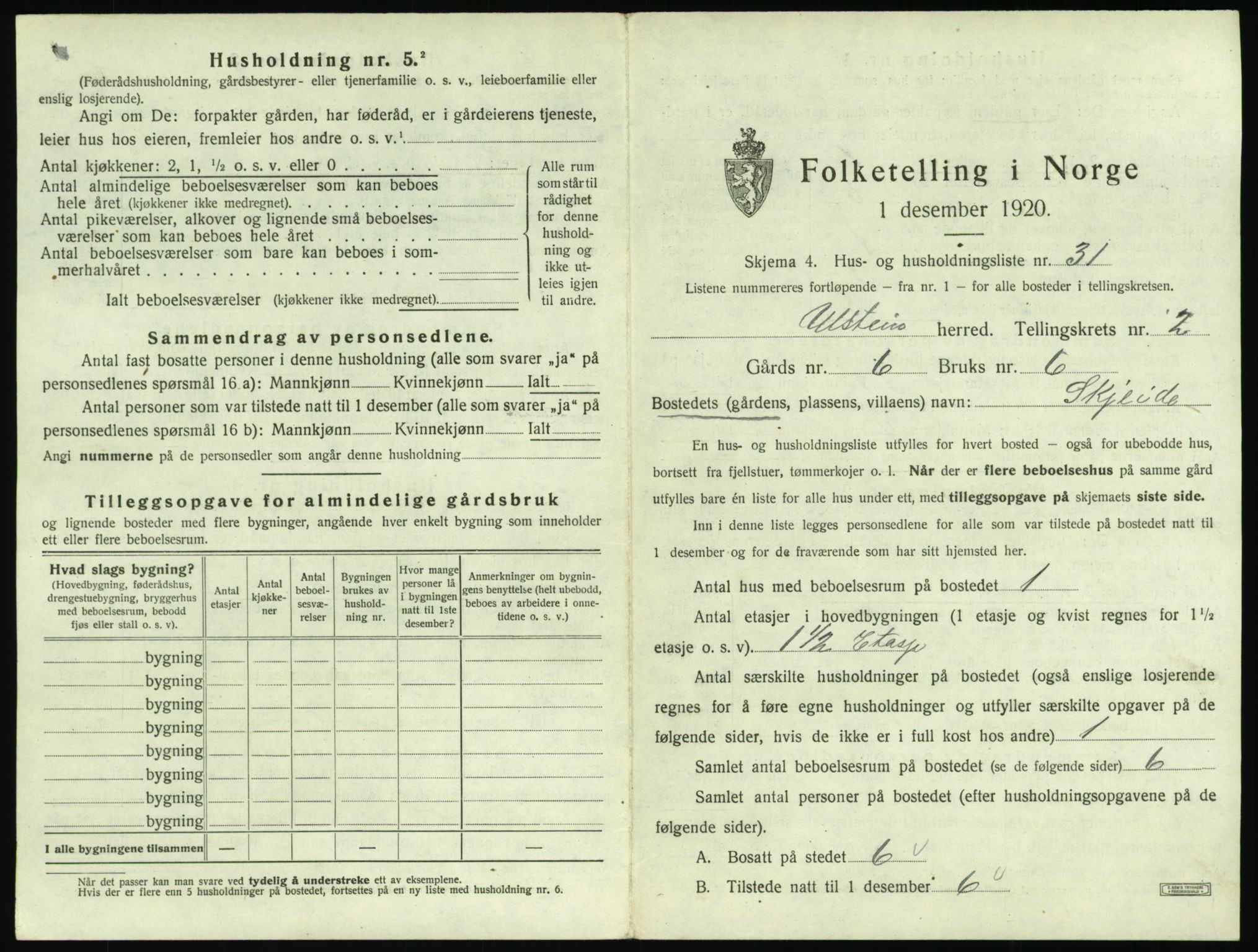 SAT, 1920 census for Ulstein, 1920, p. 162