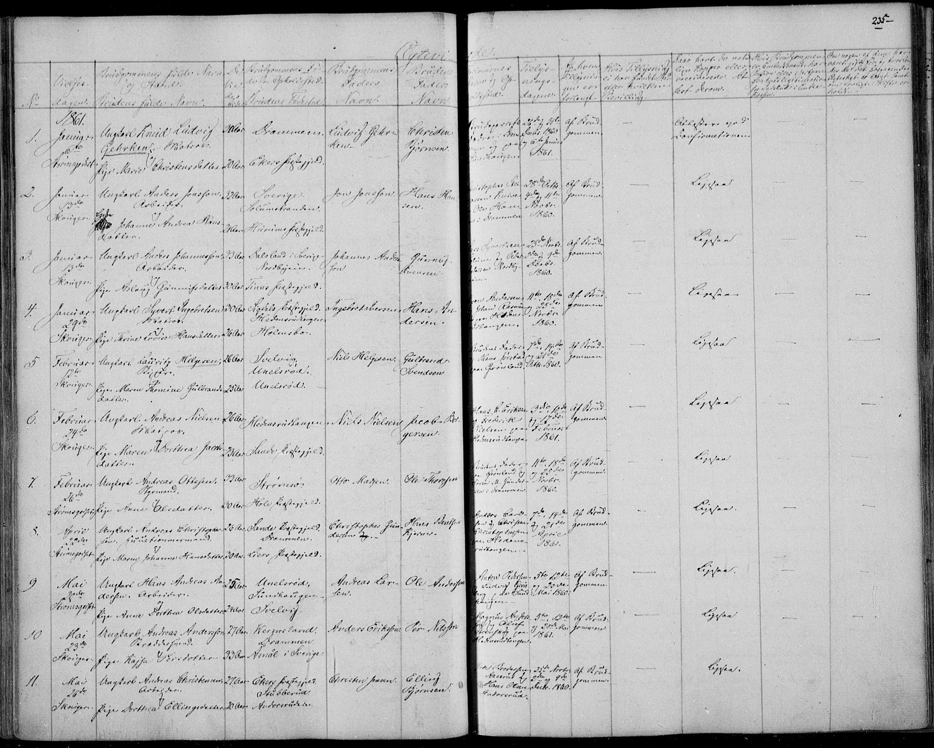 Skoger kirkebøker, SAKO/A-59/F/Fa/L0003: Parish register (official) no. I 3, 1842-1861, p. 235