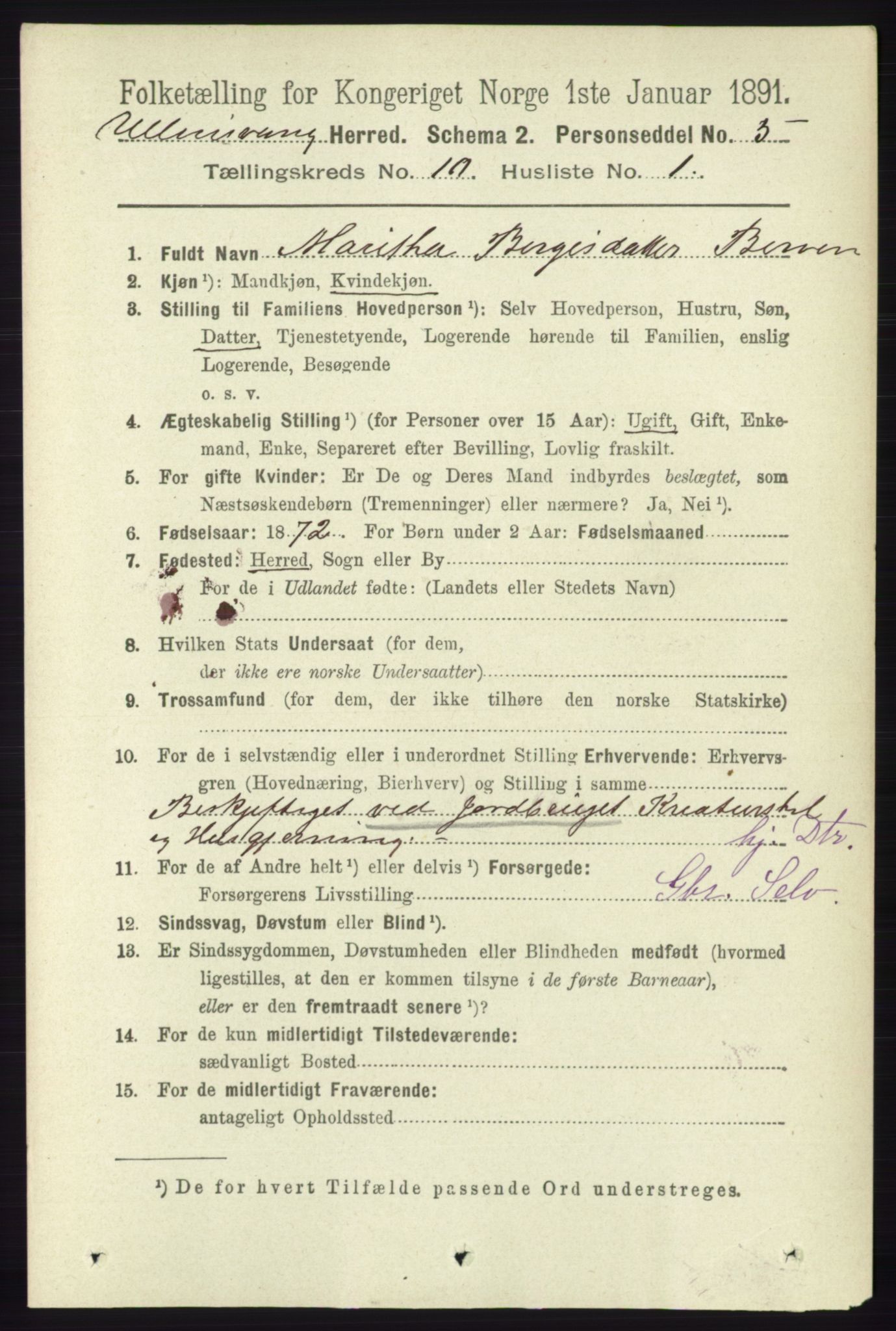 RA, 1891 census for 1230 Ullensvang, 1891, p. 3753