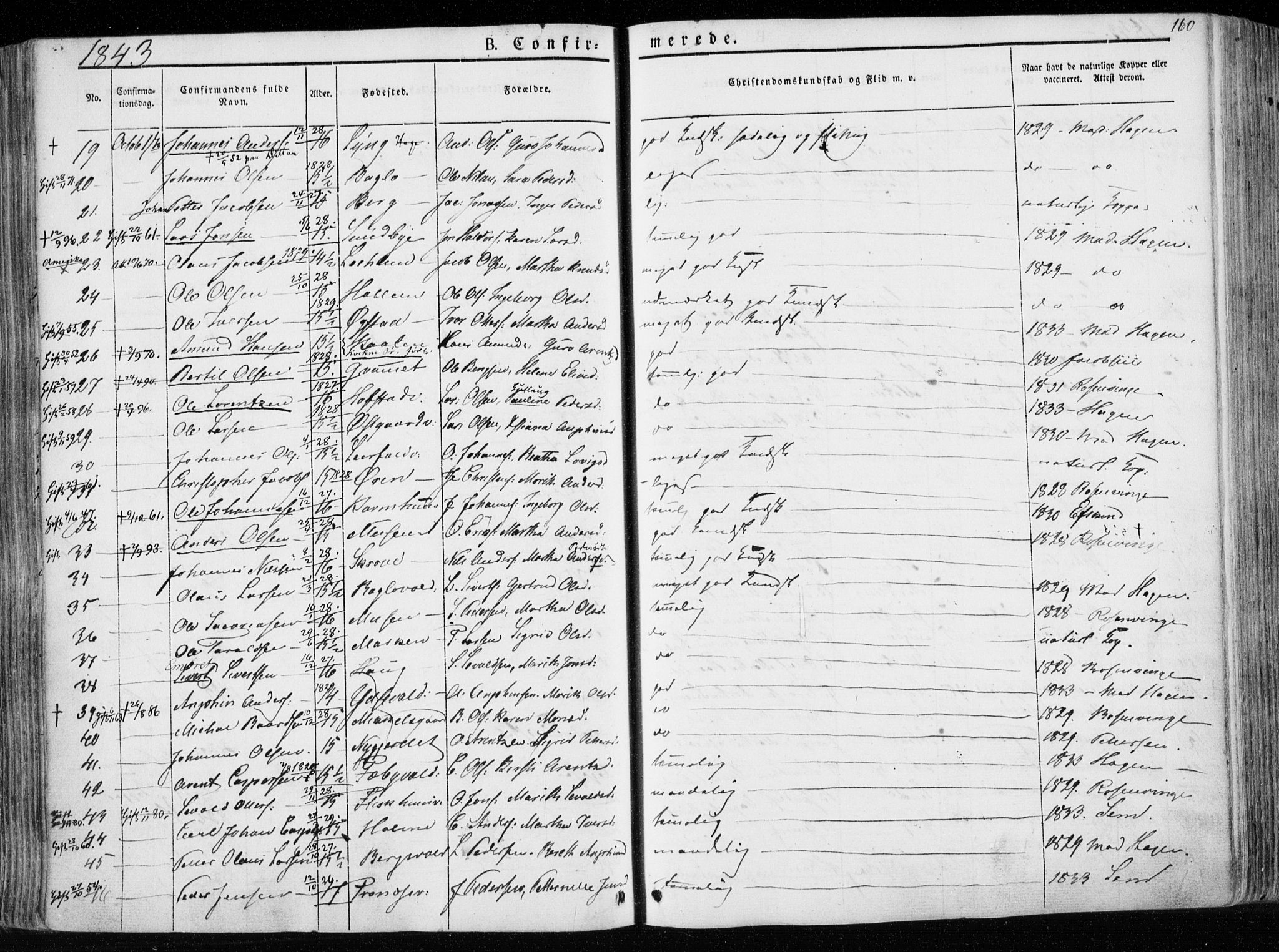 Ministerialprotokoller, klokkerbøker og fødselsregistre - Nord-Trøndelag, SAT/A-1458/723/L0239: Parish register (official) no. 723A08, 1841-1851, p. 160