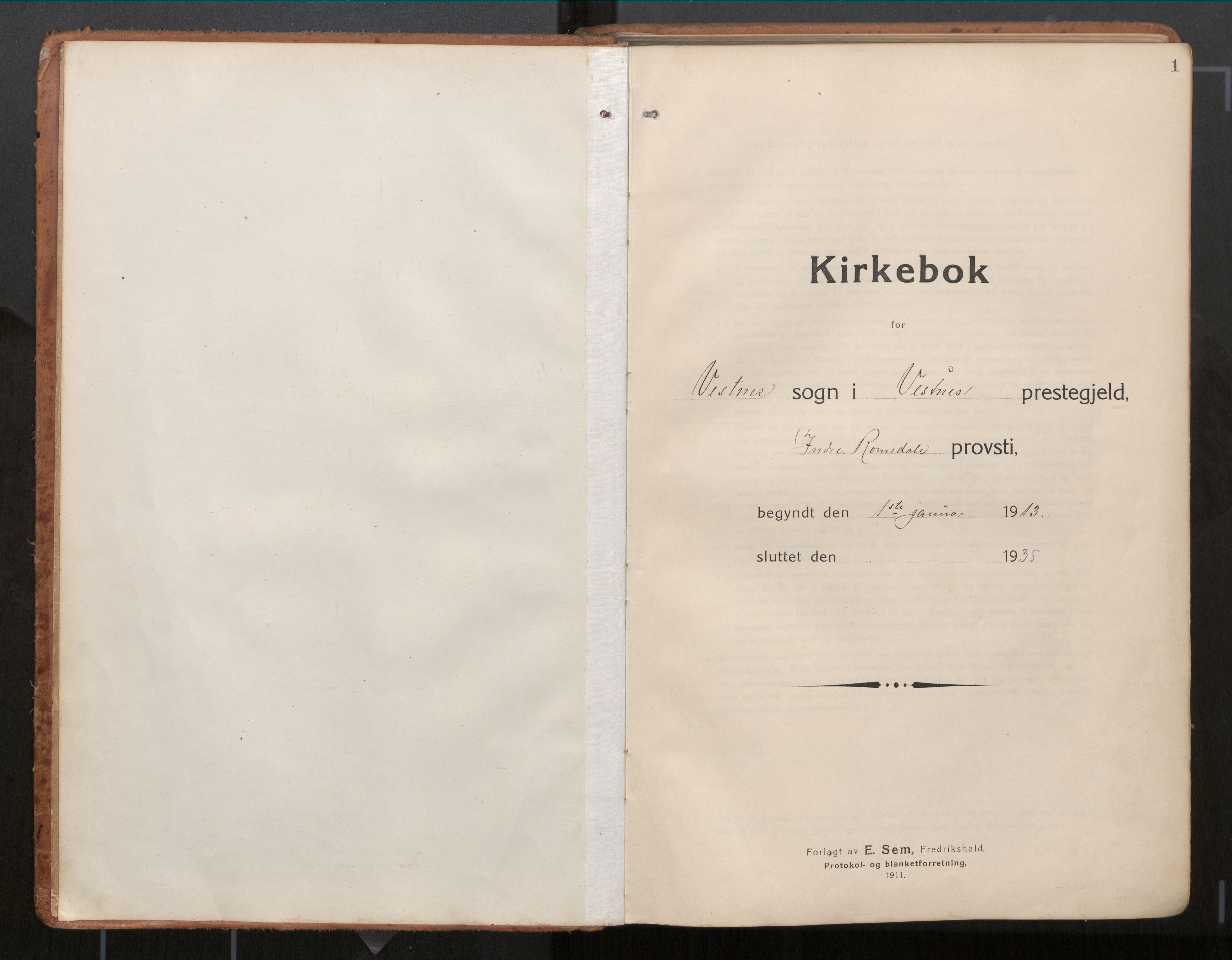 Ministerialprotokoller, klokkerbøker og fødselsregistre - Møre og Romsdal, AV/SAT-A-1454/539/L0534a: Parish register (official) no. 539A08, 1912-1935, p. 1