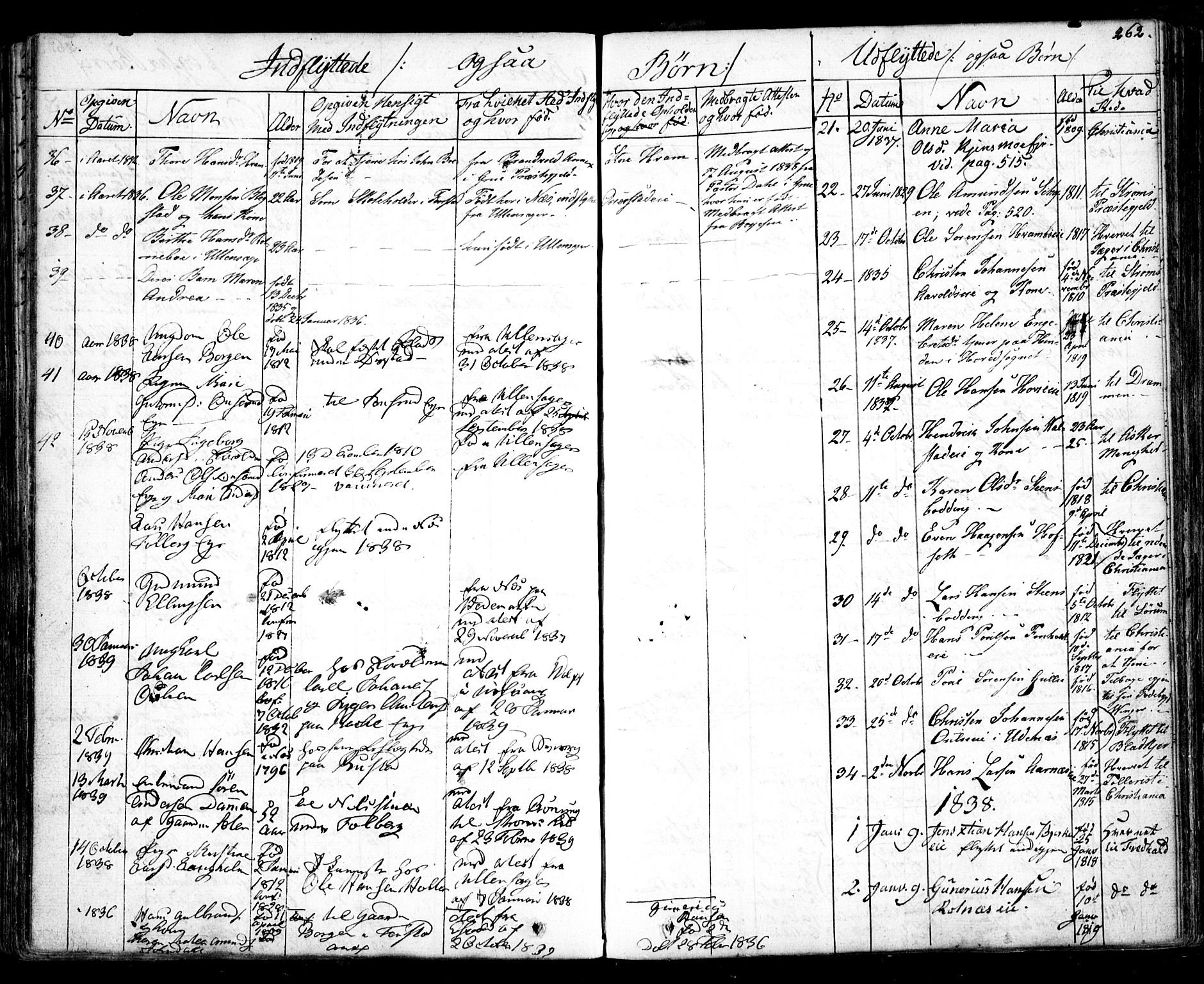 Nes prestekontor Kirkebøker, SAO/A-10410/F/Fa/L0006: Parish register (official) no. I 6, 1833-1845, p. 262