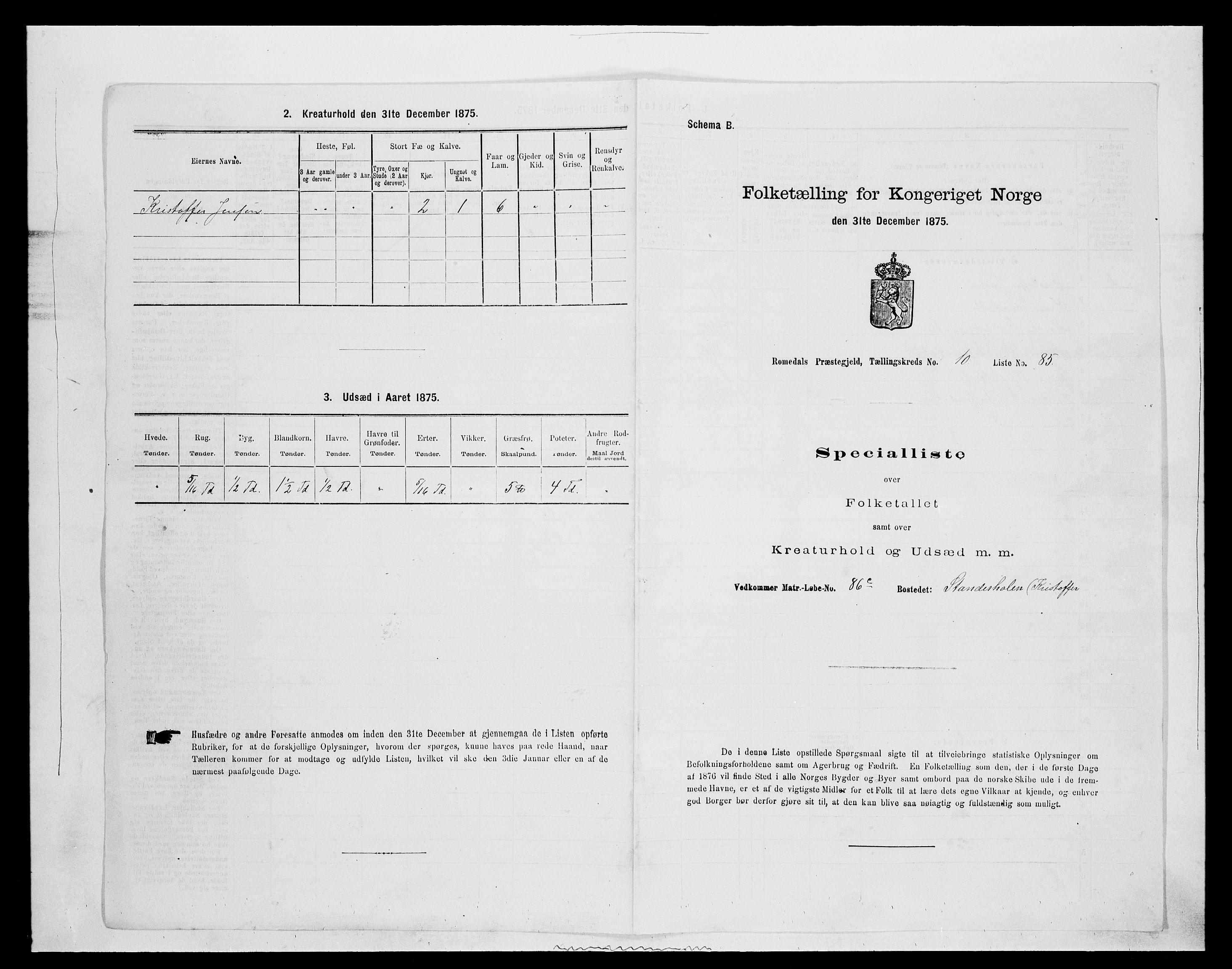 SAH, 1875 census for 0416P Romedal, 1875, p. 1709