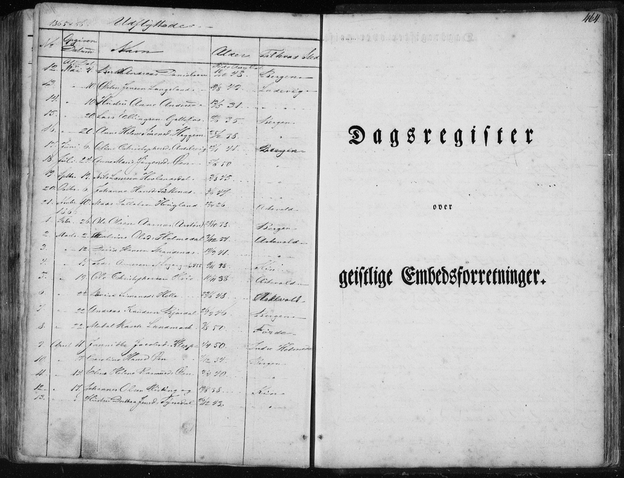 Fjaler sokneprestembete, SAB/A-79801/H/Haa/Haaa/L0006: Parish register (official) no. A 6, 1835-1884, p. 464