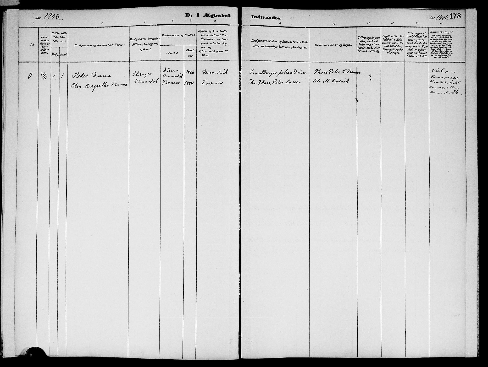 Ministerialprotokoller, klokkerbøker og fødselsregistre - Nord-Trøndelag, SAT/A-1458/773/L0617: Parish register (official) no. 773A08, 1887-1910, p. 178