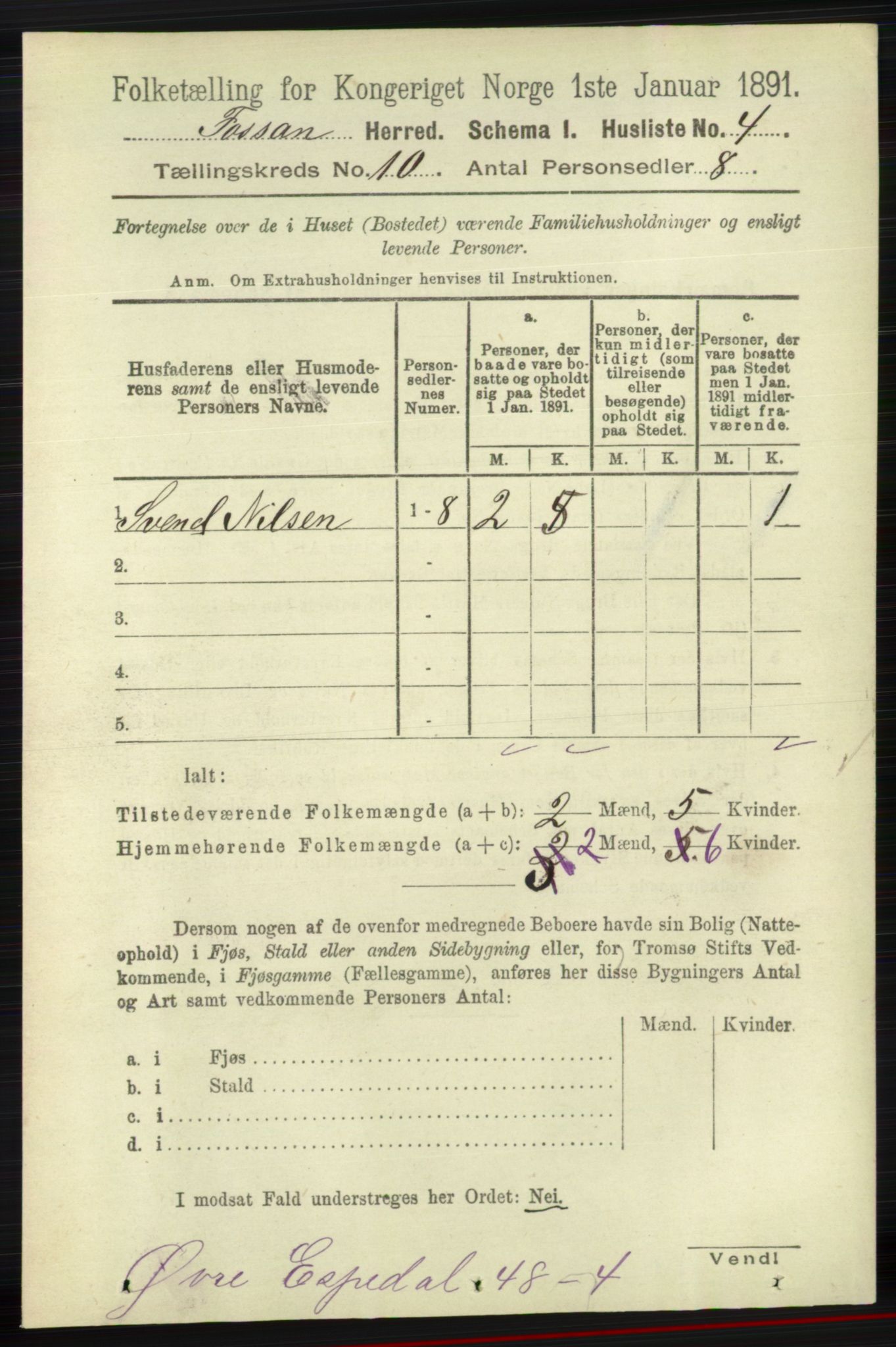 RA, 1891 census for 1129 Forsand, 1891, p. 1649