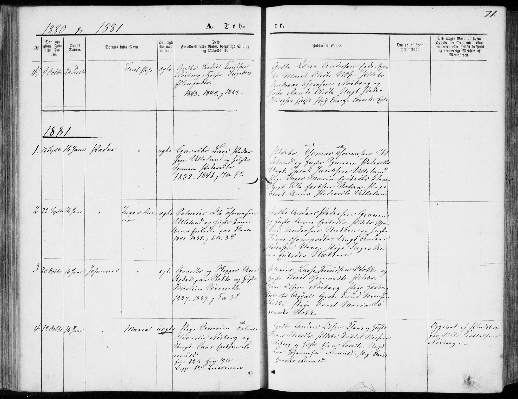 Ministerialprotokoller, klokkerbøker og fødselsregistre - Møre og Romsdal, SAT/A-1454/557/L0681: Parish register (official) no. 557A03, 1869-1886, p. 71