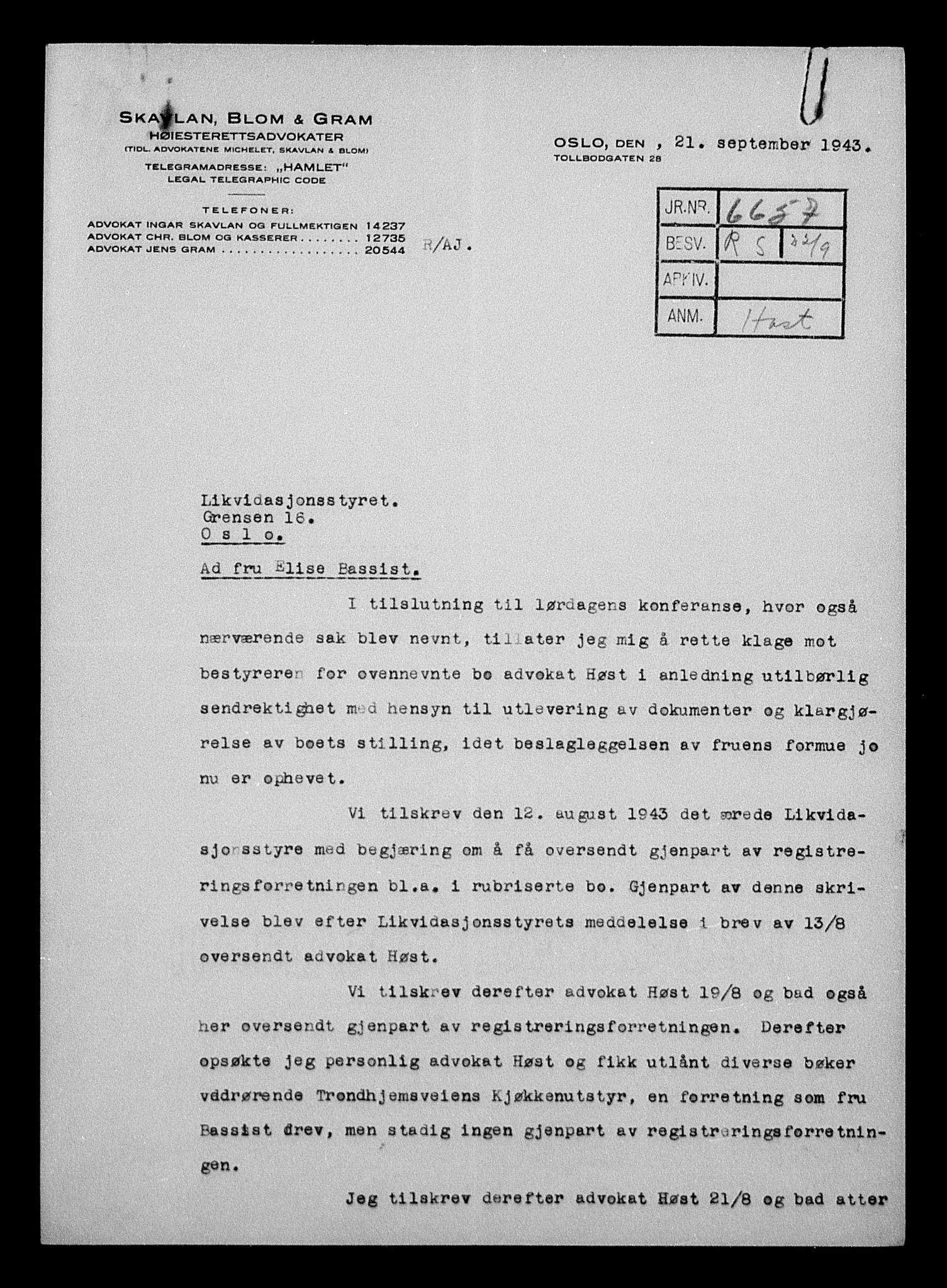 Justisdepartementet, Tilbakeføringskontoret for inndratte formuer, RA/S-1564/H/Hc/Hcc/L0918: --, 1945-1947, p. 469