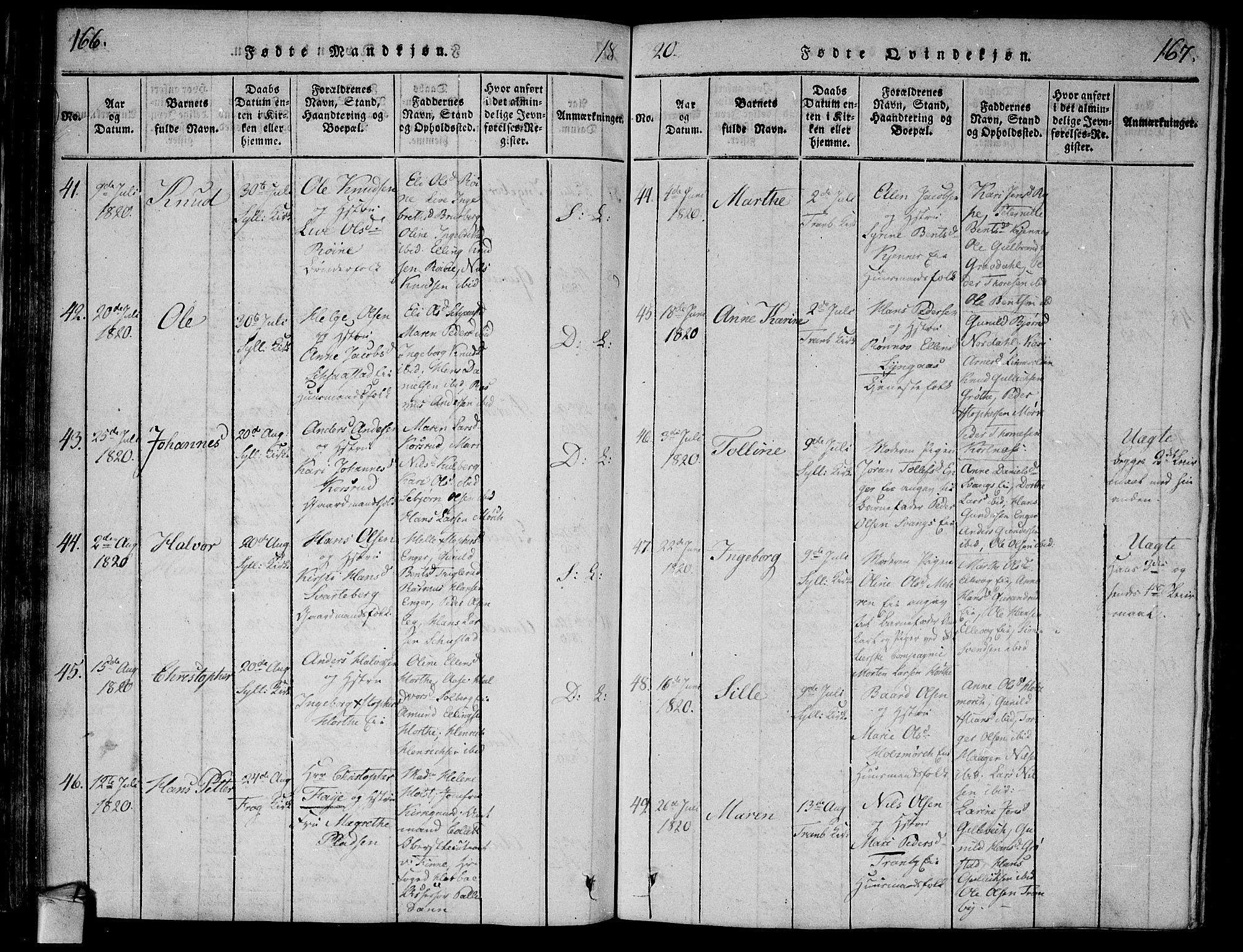 Lier kirkebøker, AV/SAKO-A-230/F/Fa/L0008: Parish register (official) no. I 8, 1813-1825, p. 166-167