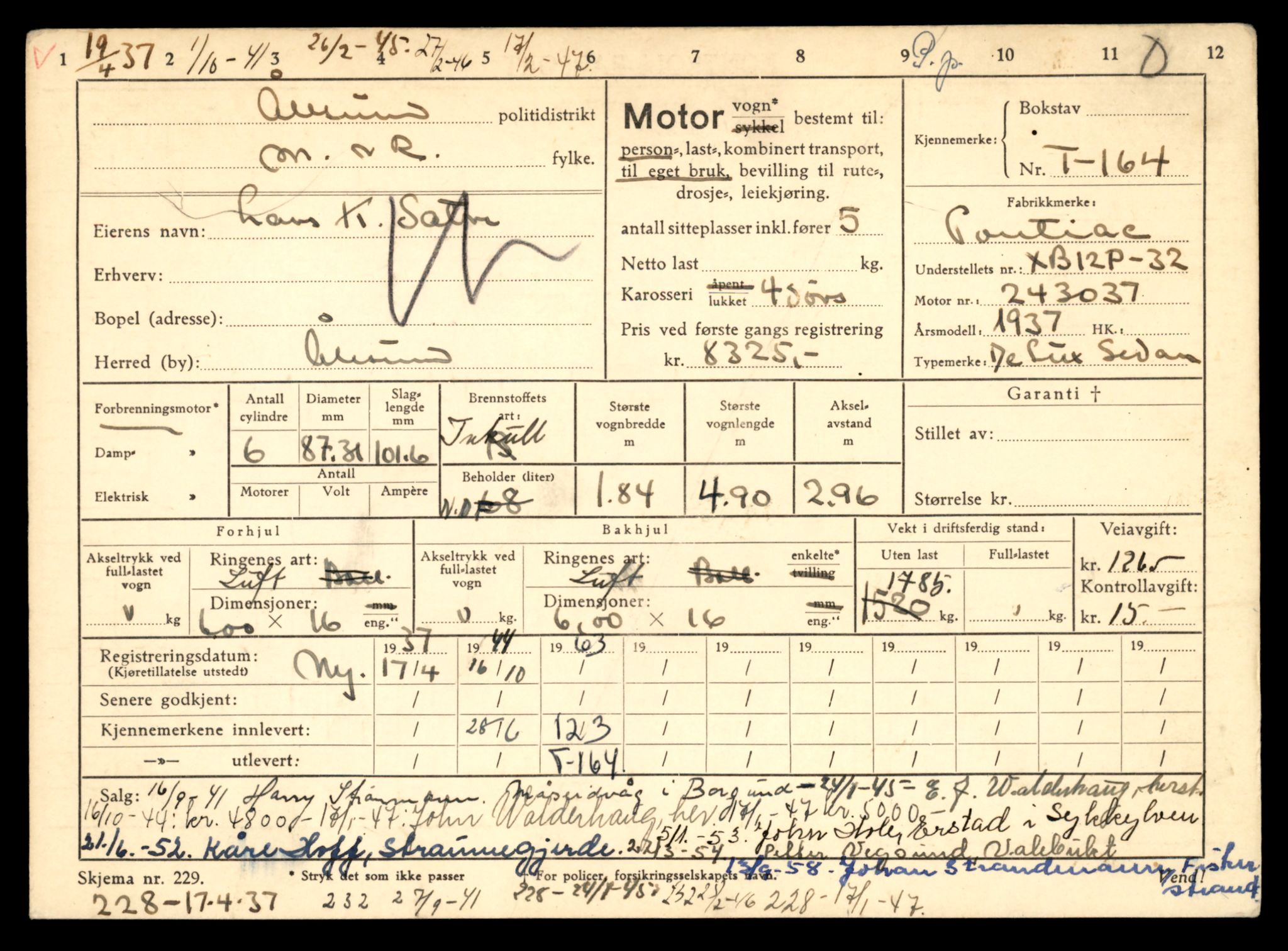 Møre og Romsdal vegkontor - Ålesund trafikkstasjon, AV/SAT-A-4099/F/Fe/L0002: Registreringskort for kjøretøy T 128 - T 231, 1927-1998, p. 1248