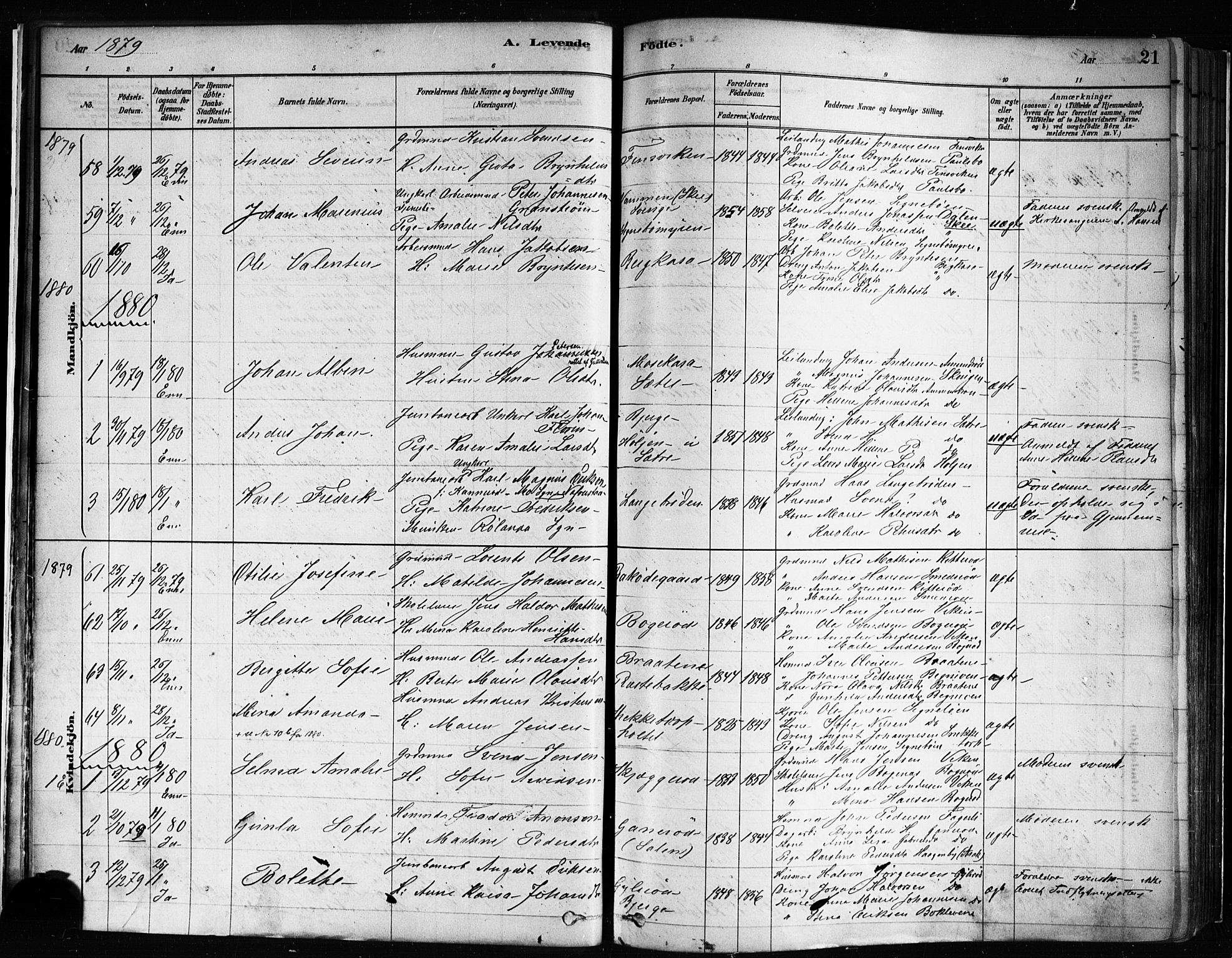 Idd prestekontor Kirkebøker, AV/SAO-A-10911/F/Fc/L0006a: Parish register (official) no. III 6A, 1878-1903, p. 21