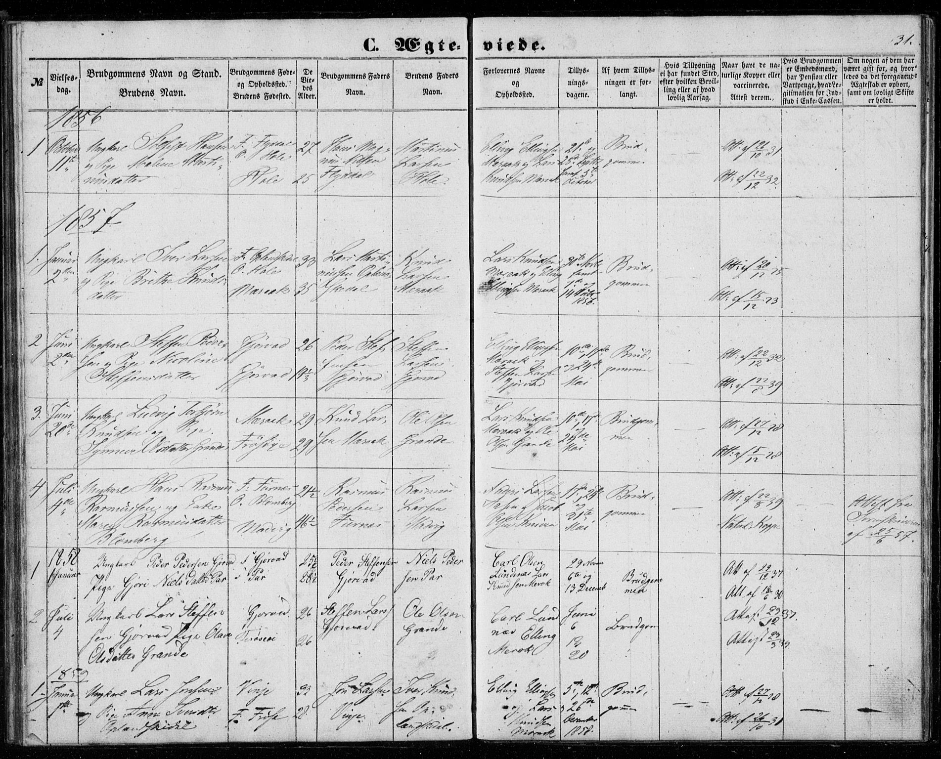 Ministerialprotokoller, klokkerbøker og fødselsregistre - Møre og Romsdal, SAT/A-1454/518/L0234: Parish register (copy) no. 518C01, 1854-1884, p. 31