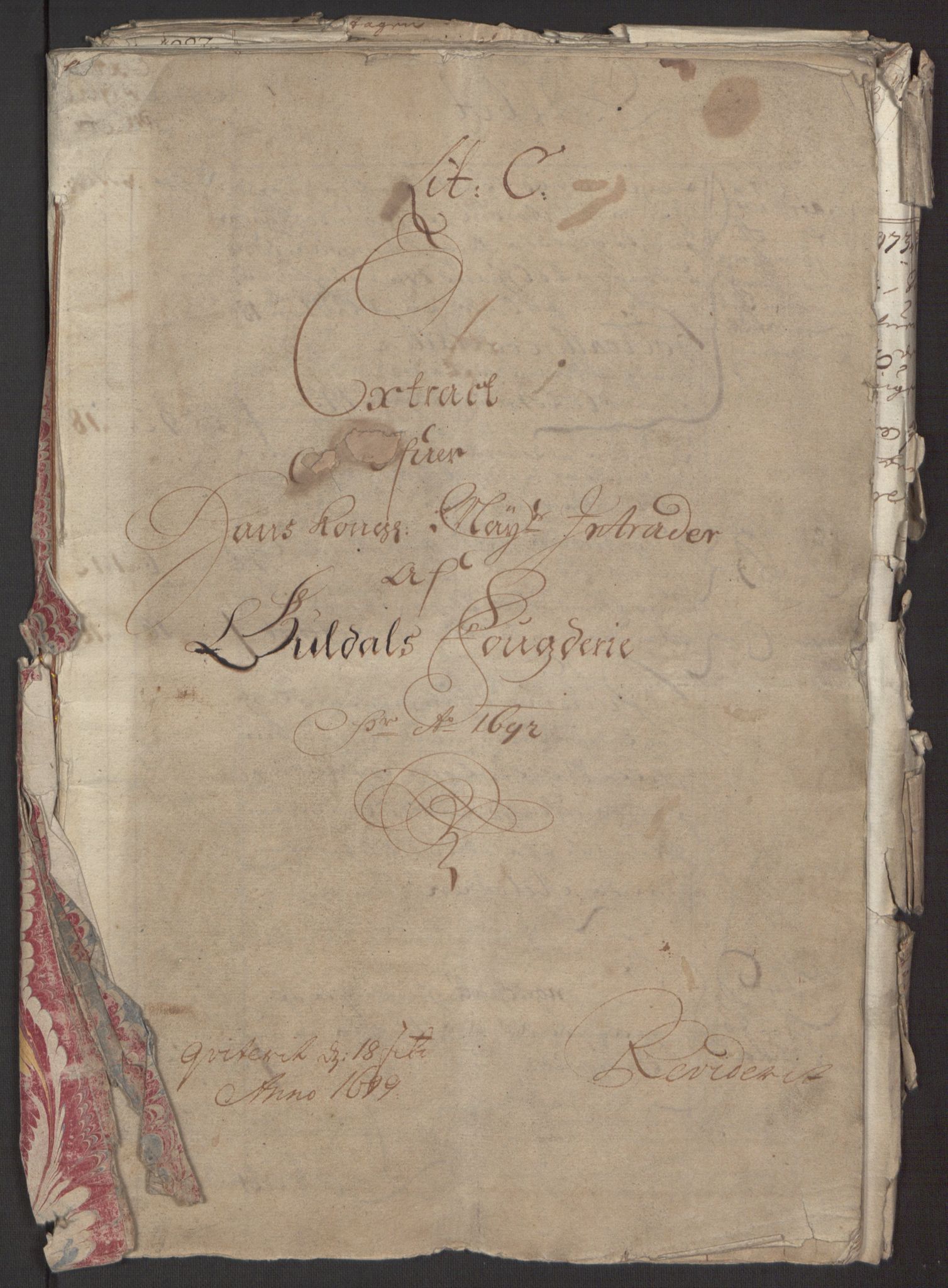 Rentekammeret inntil 1814, Reviderte regnskaper, Fogderegnskap, RA/EA-4092/R59/L3942: Fogderegnskap Gauldal, 1692, p. 3