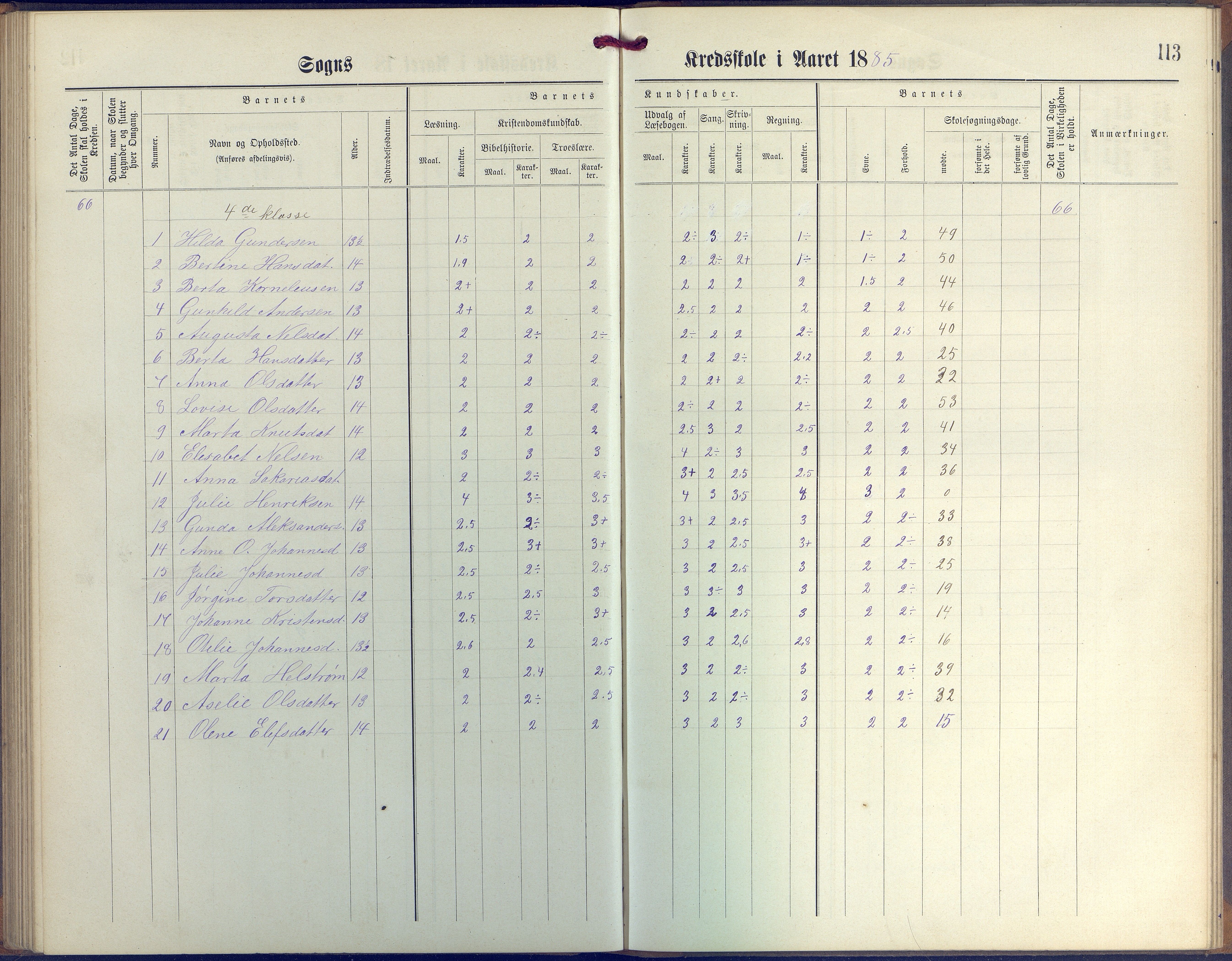 Øyestad kommune frem til 1979, AAKS/KA0920-PK/06/06G/L0003: Skoleprotokoll, 1877-1889, p. 113