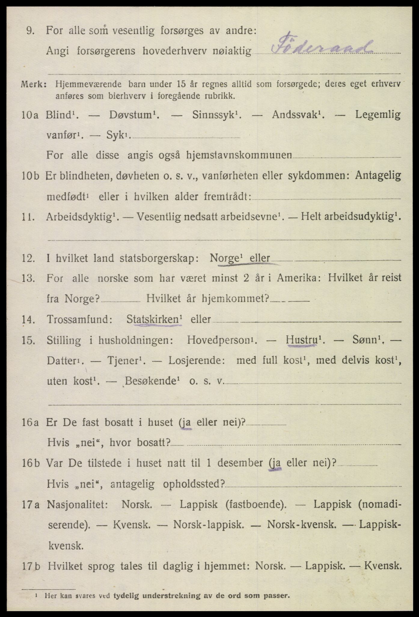 SAT, 1920 census for Grong, 1920, p. 2576