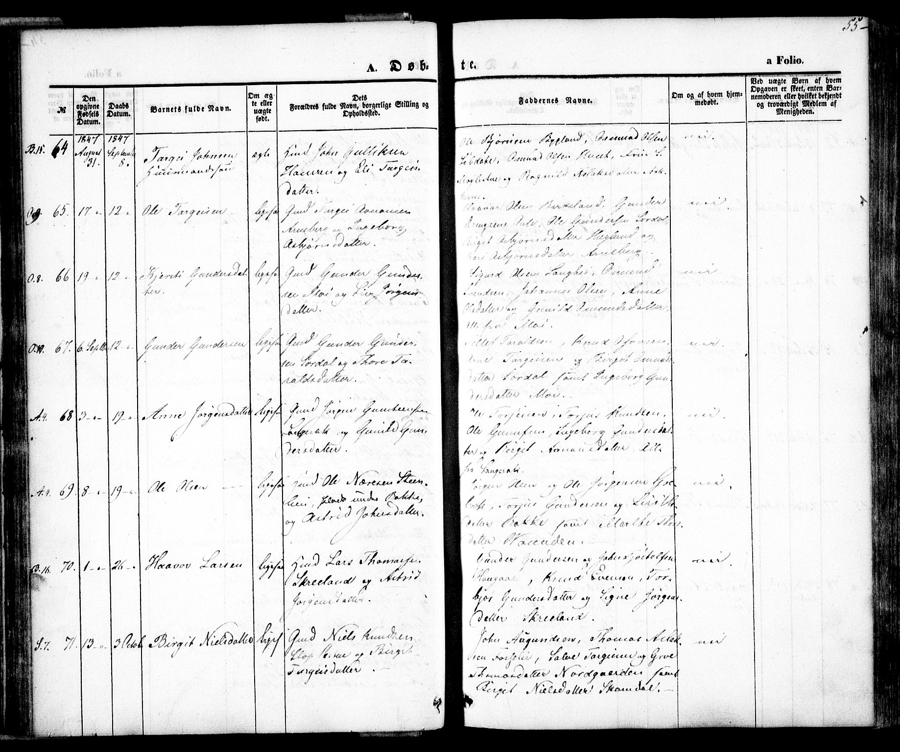 Bygland sokneprestkontor, AV/SAK-1111-0006/F/Fa/Fab/L0004: Parish register (official) no. A 4, 1842-1858, p. 55