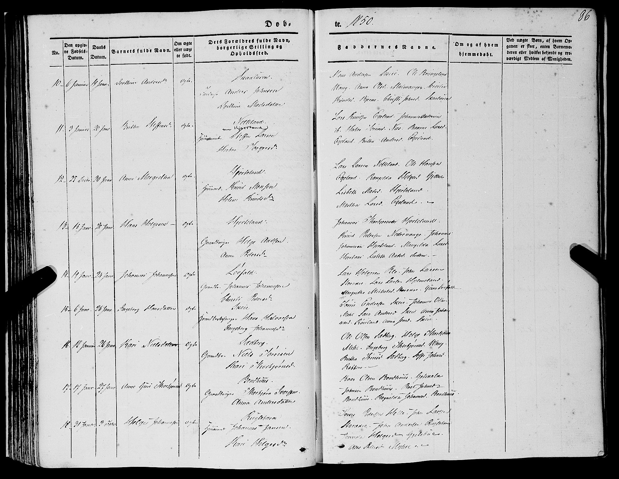Kvinnherad sokneprestembete, SAB/A-76401/H/Haa: Parish register (official) no. A 7, 1843-1853, p. 86