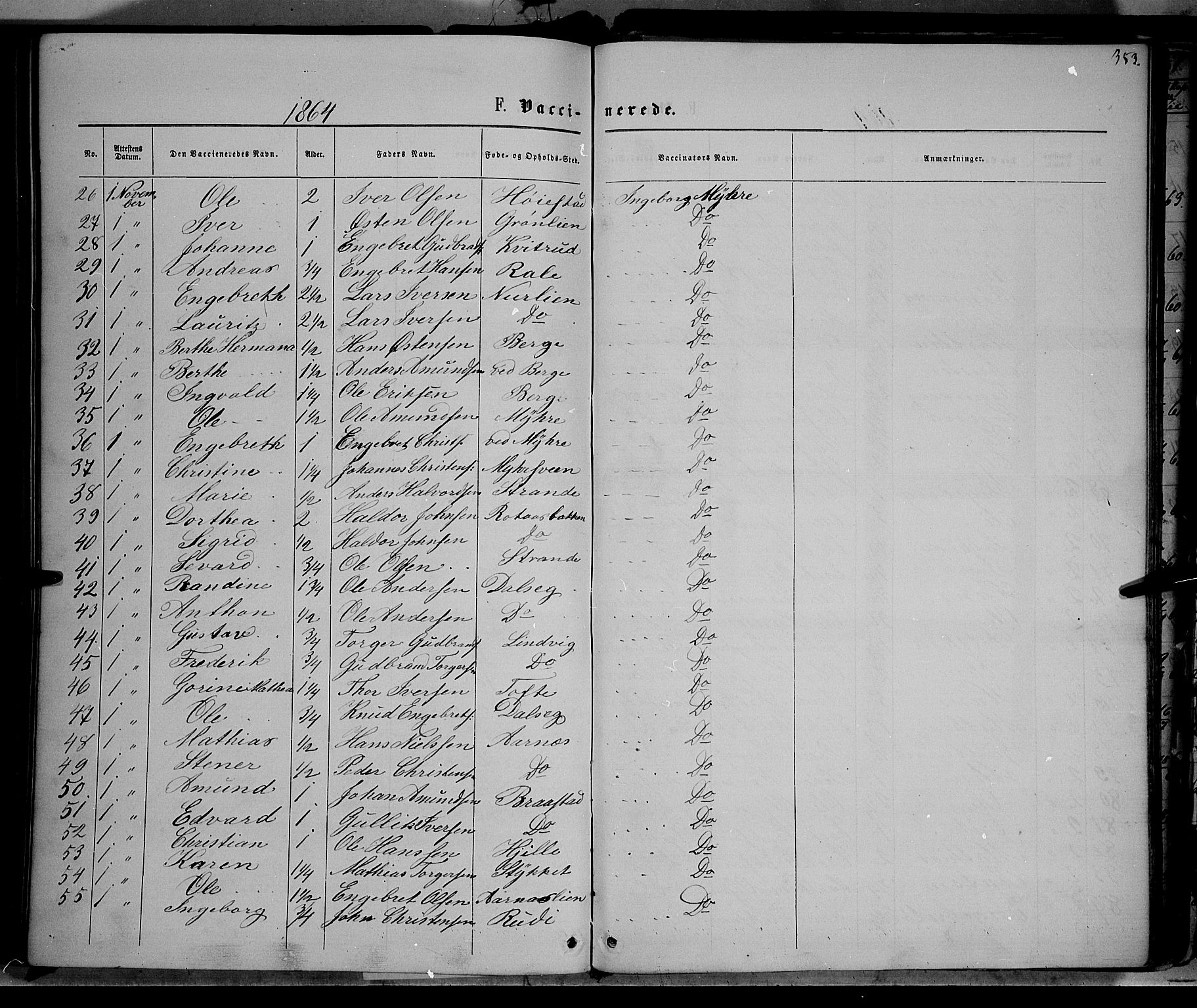 Ringebu prestekontor, SAH/PREST-082/H/Ha/Haa/L0007: Parish register (official) no. 7, 1860-1877, p. 353