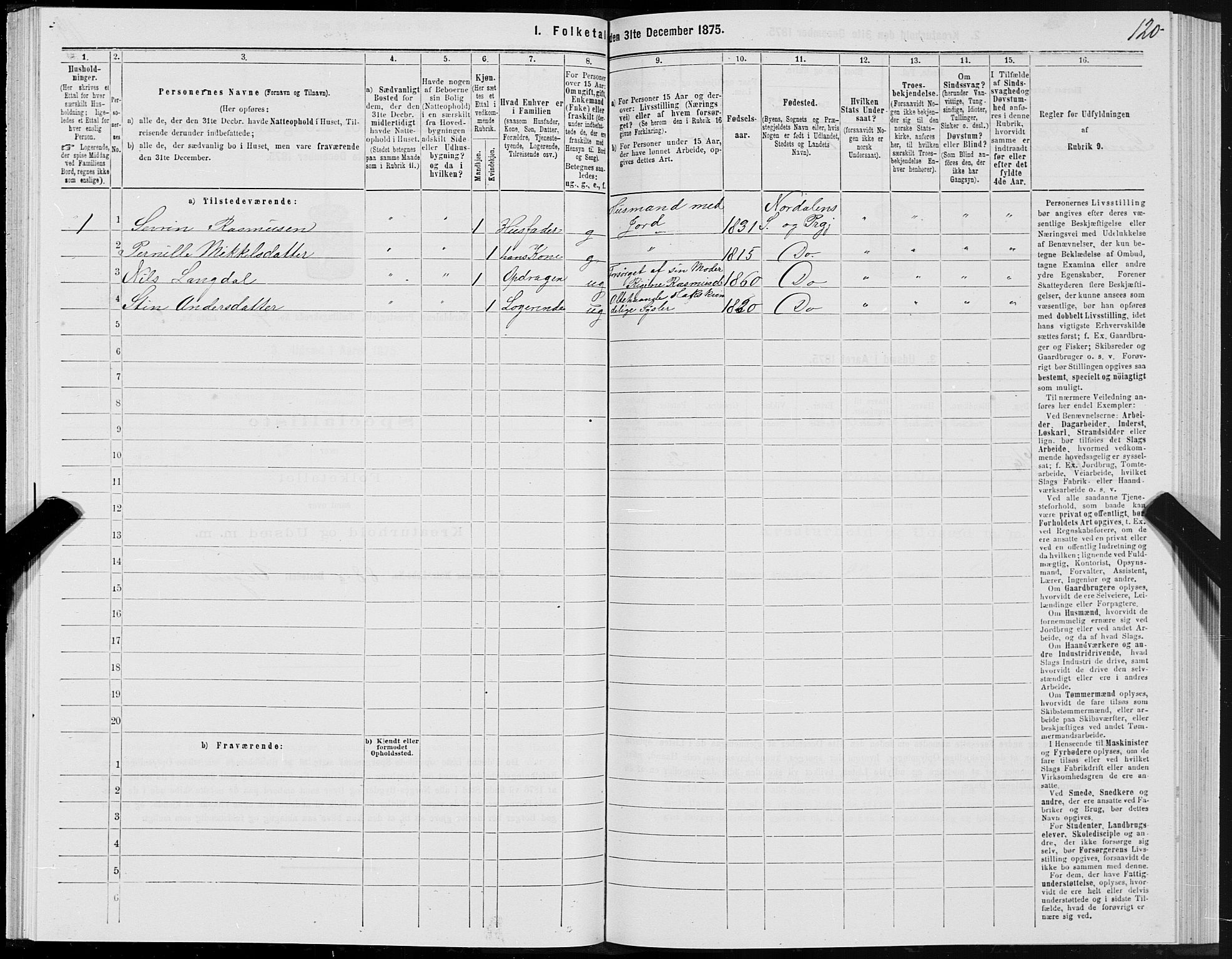 SAT, 1875 census for 1524P Norddal, 1875, p. 2120