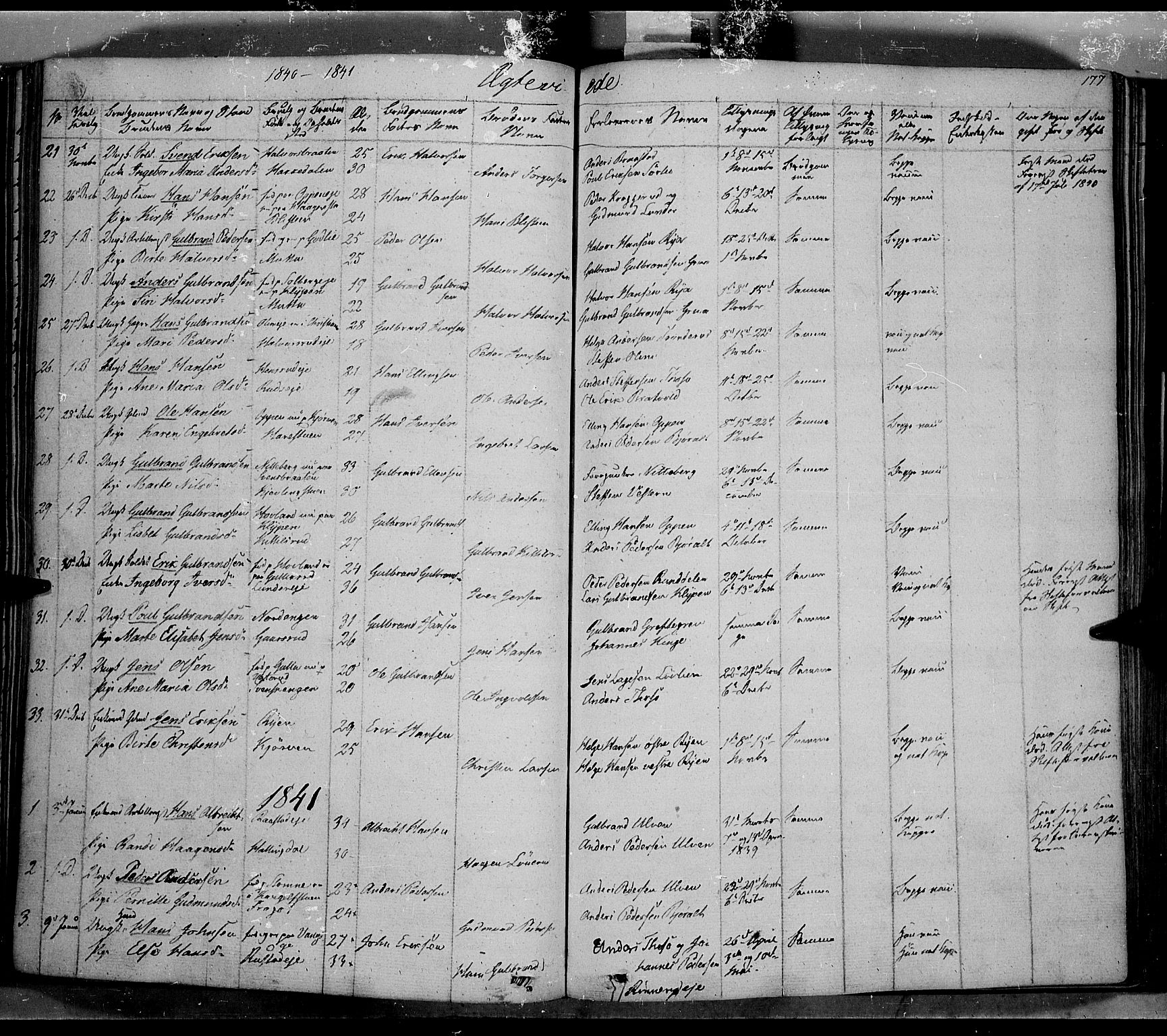 Jevnaker prestekontor, SAH/PREST-116/H/Ha/Haa/L0006: Parish register (official) no. 6, 1837-1857, p. 177