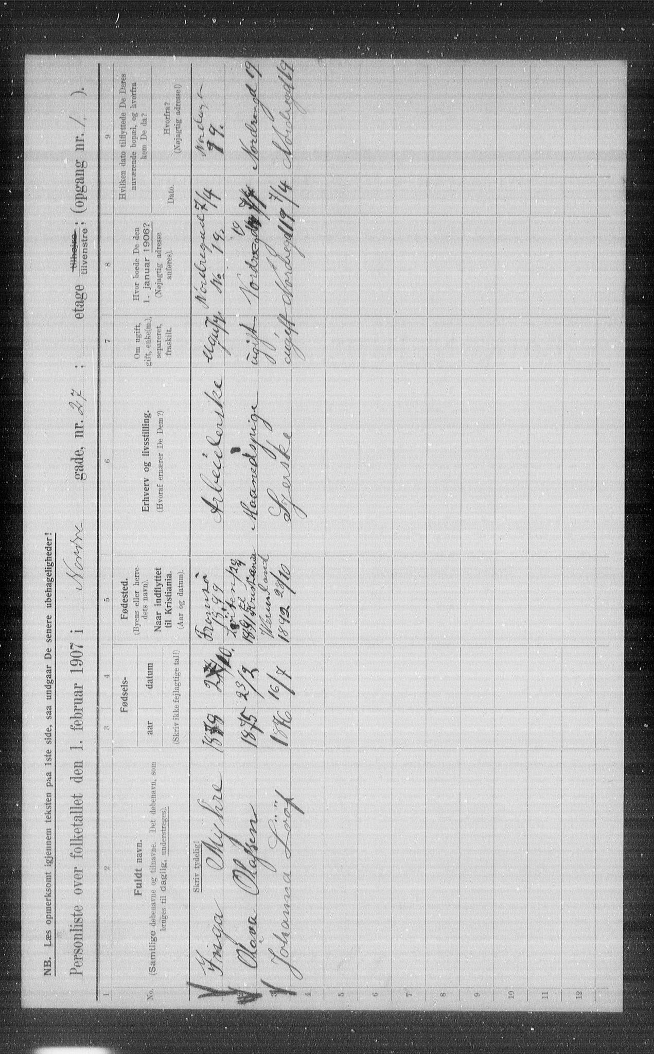 OBA, Municipal Census 1907 for Kristiania, 1907, p. 37649