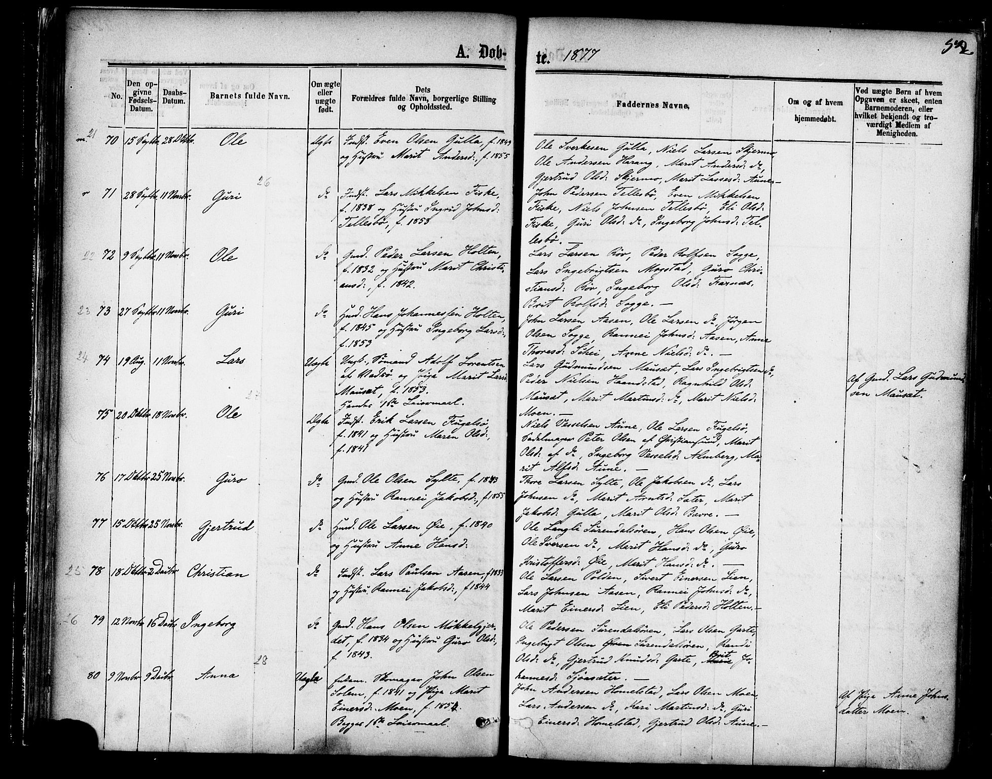 Ministerialprotokoller, klokkerbøker og fødselsregistre - Møre og Romsdal, AV/SAT-A-1454/595/L1046: Parish register (official) no. 595A08, 1874-1884, p. 52