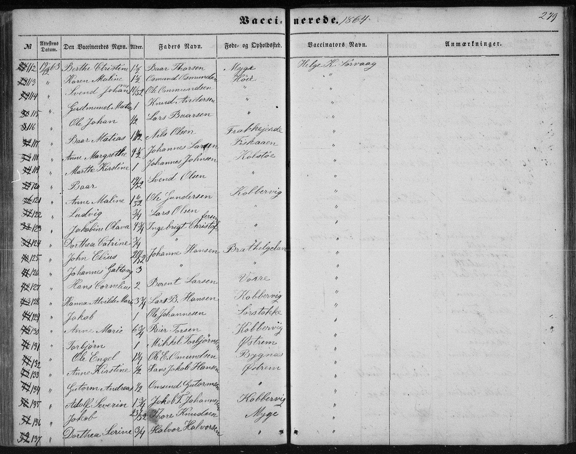 Avaldsnes sokneprestkontor, SAST/A -101851/H/Ha/Haa/L0009: Parish register (official) no. A 9, 1853-1865, p. 279