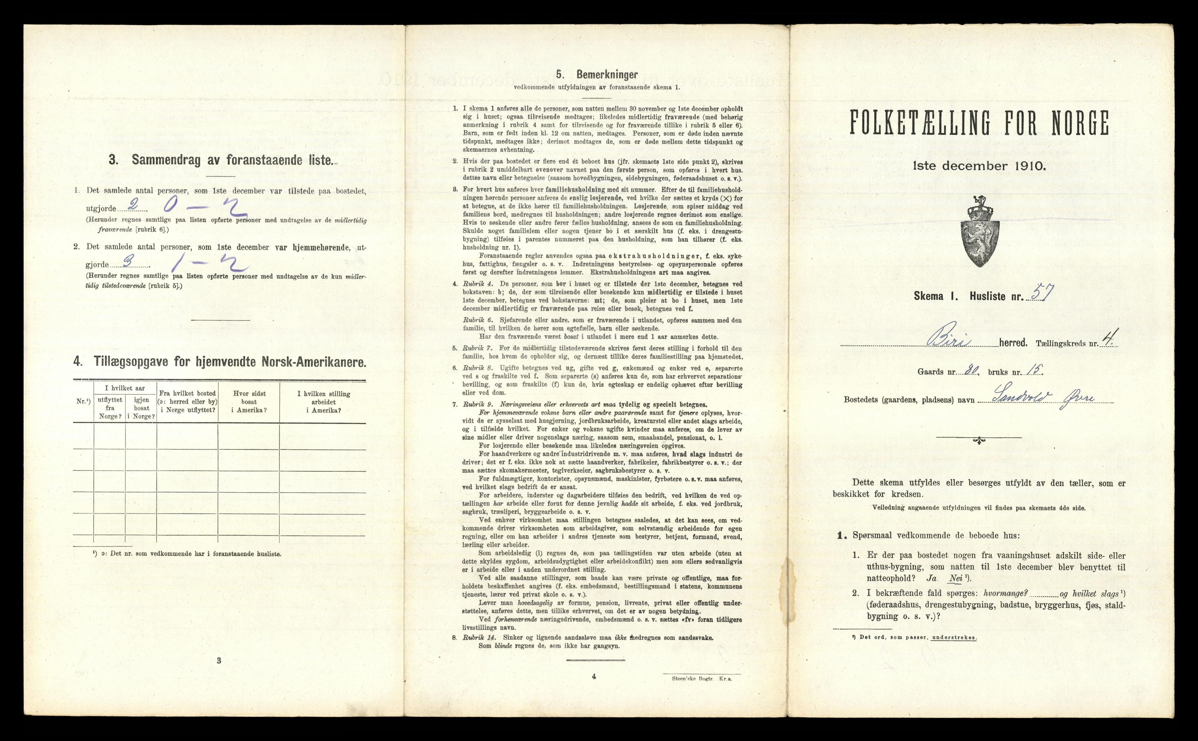 RA, 1910 census for Biri, 1910, p. 821