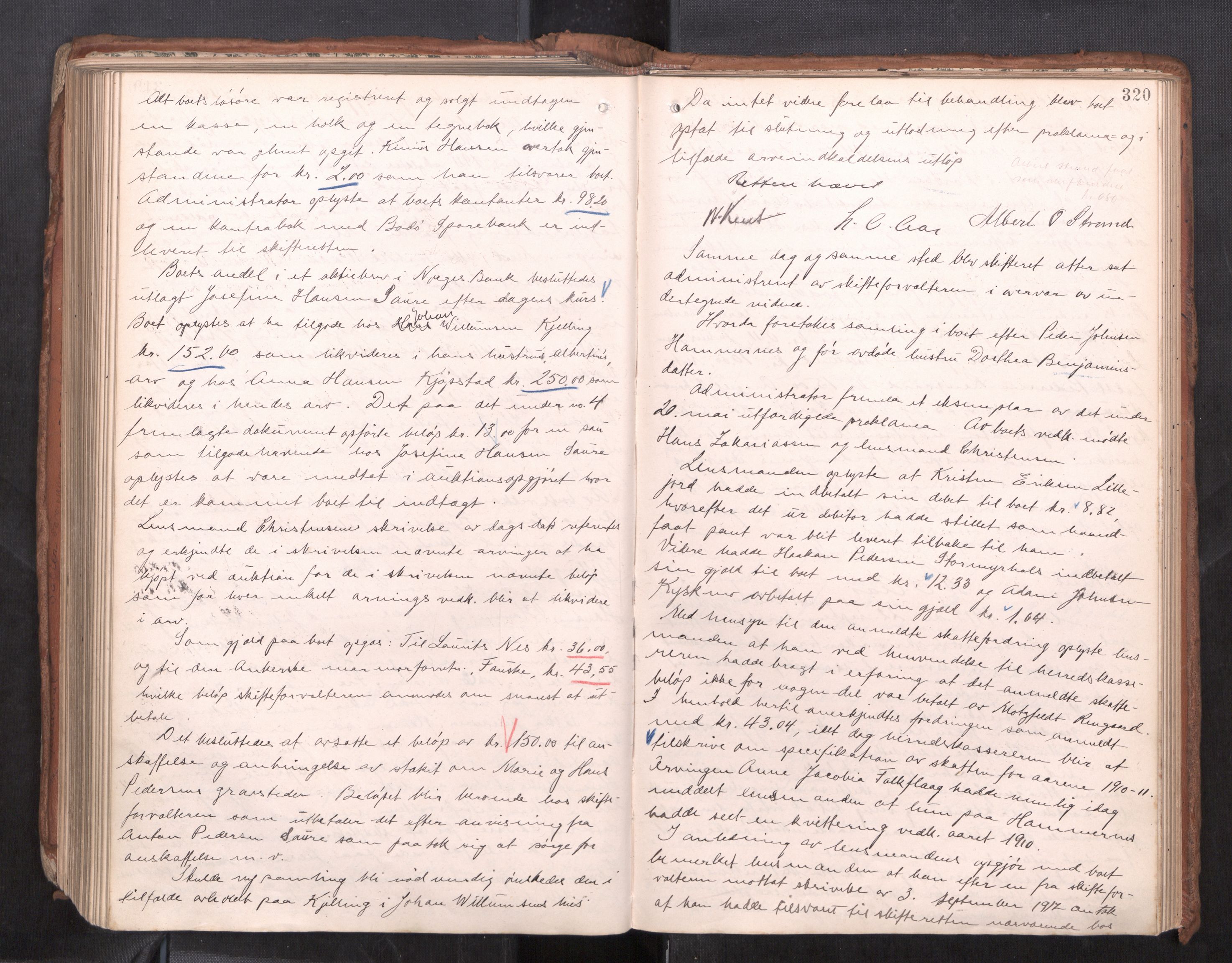 Salten sorenskriveri, AV/SAT-A-4578/1/3/3B/L0012: Skiftebehandlingsprotokoll, 1910-1915, p. 320