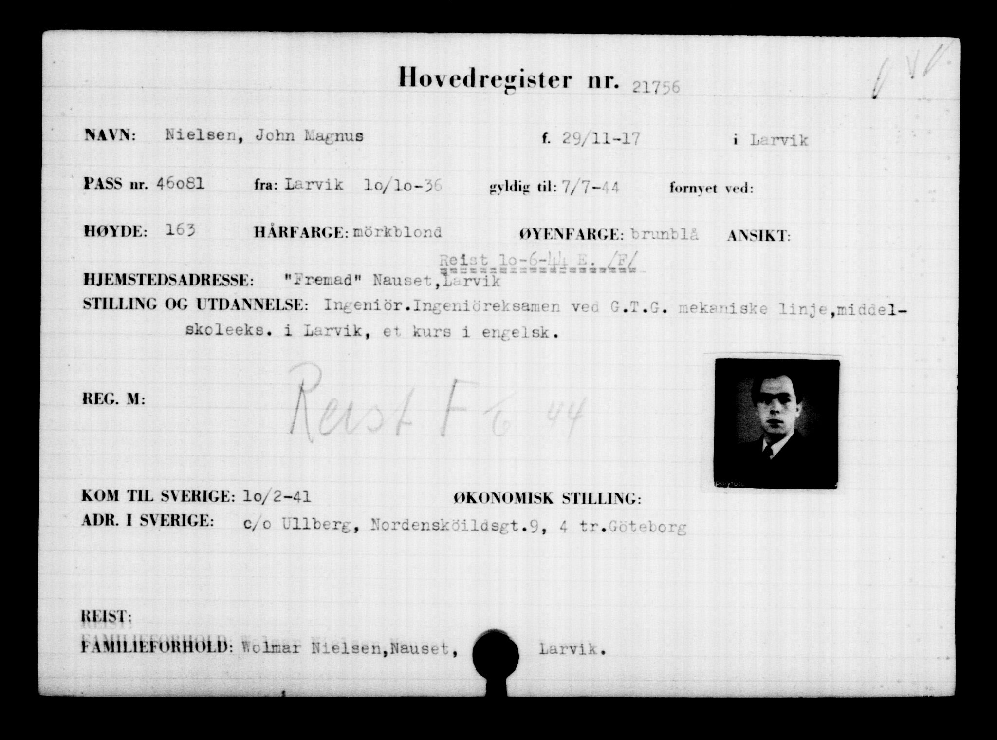 Utenriksstasjonene, Legasjonen i Stockholm, Flyktningkontoret, AV/RA-S-6753/V/Va/L0009: Kjesäterkartoteket, flyktninger med registreringsnr. 18502-22048, 1940-1945, p. 2782