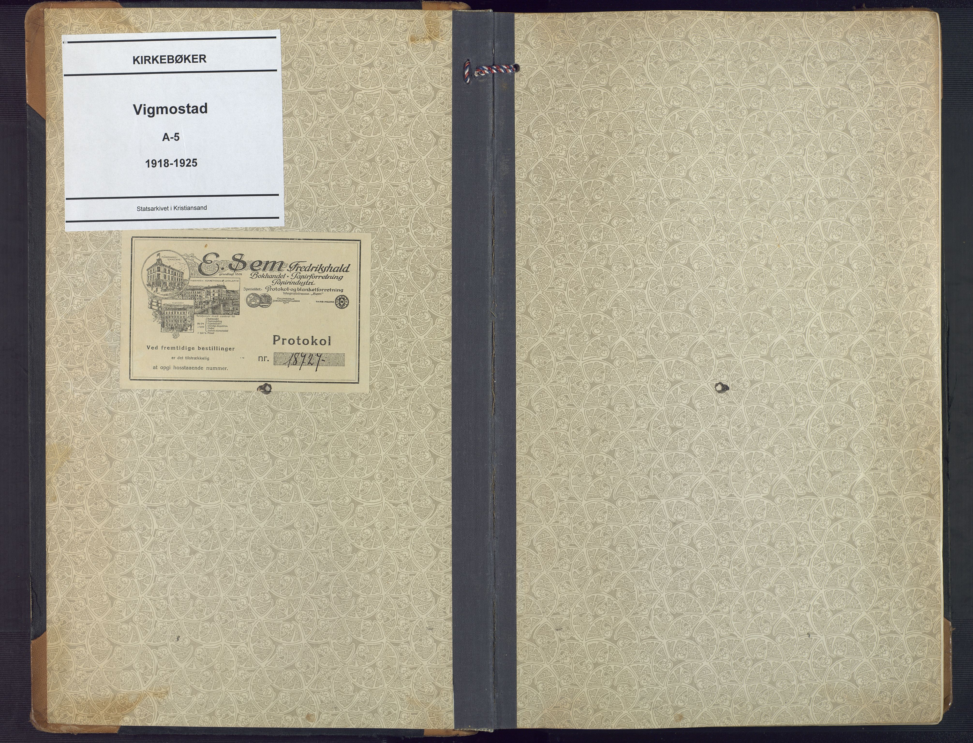 Nord-Audnedal sokneprestkontor, AV/SAK-1111-0032/F/Fa/Fab/L0005: Parish register (official) no. A 5, 1918-1925