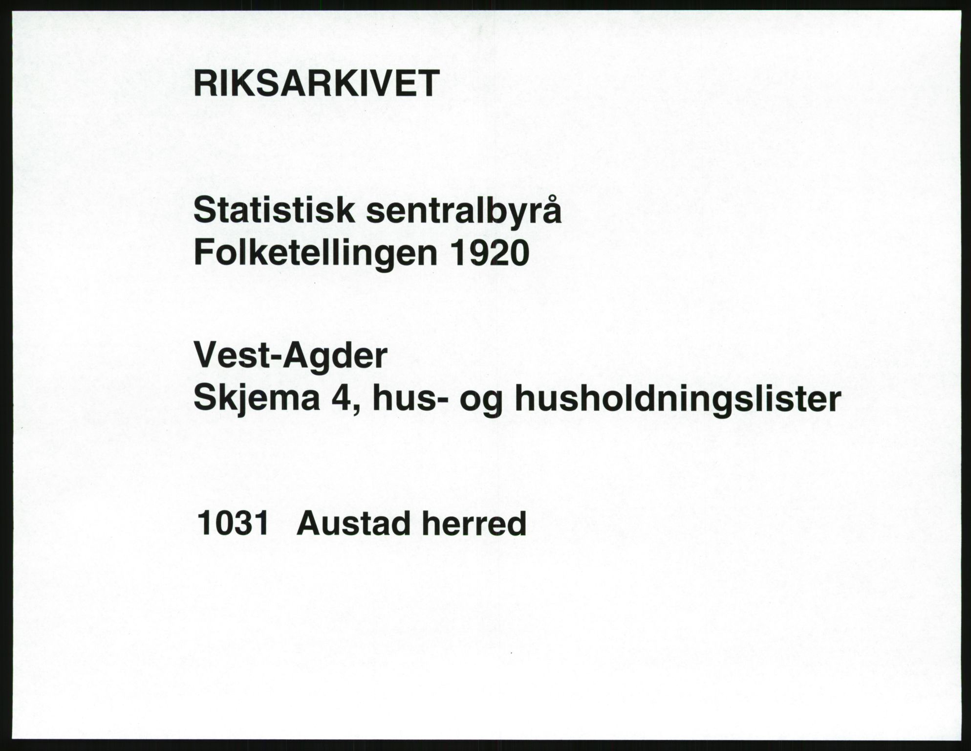 SAK, 1920 census for Austad, 1920, p. 35