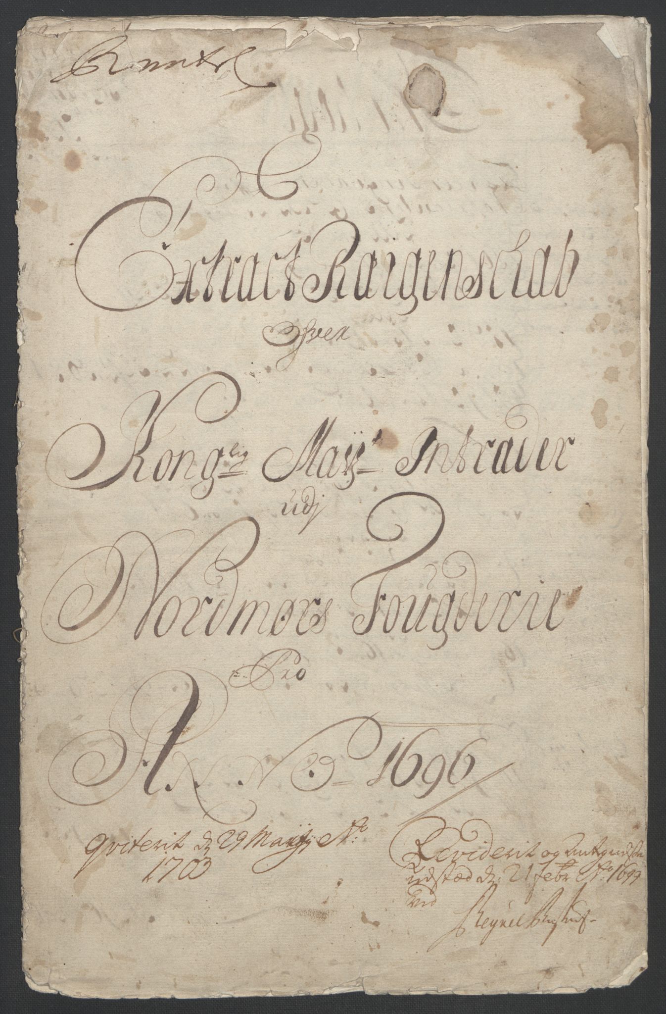 Rentekammeret inntil 1814, Reviderte regnskaper, Fogderegnskap, RA/EA-4092/R56/L3736: Fogderegnskap Nordmøre, 1694-1696, p. 338