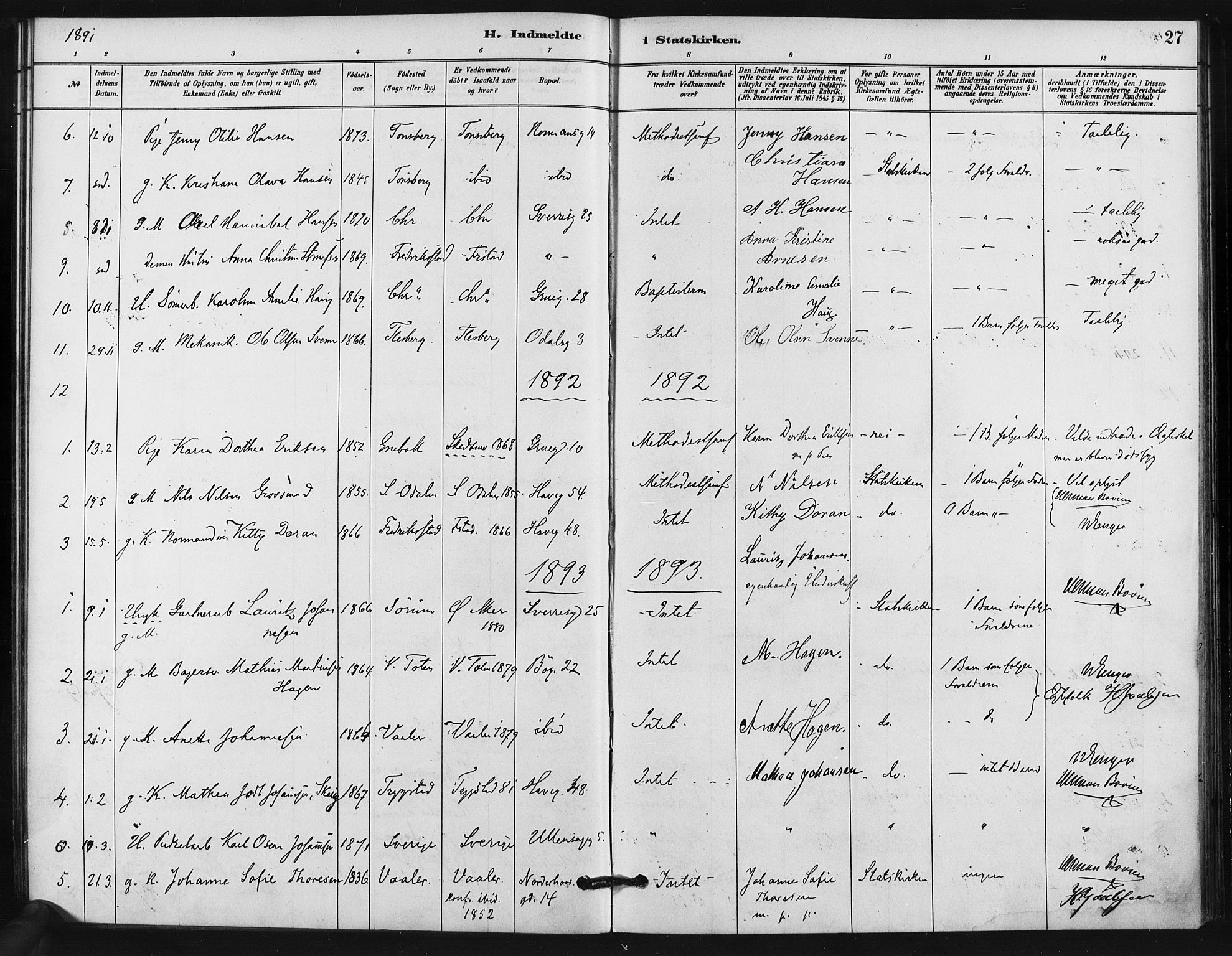 Kampen prestekontor Kirkebøker, AV/SAO-A-10853/F/Fb/L0001: Parish register (official) no. II 1, 1880-1911, p. 27