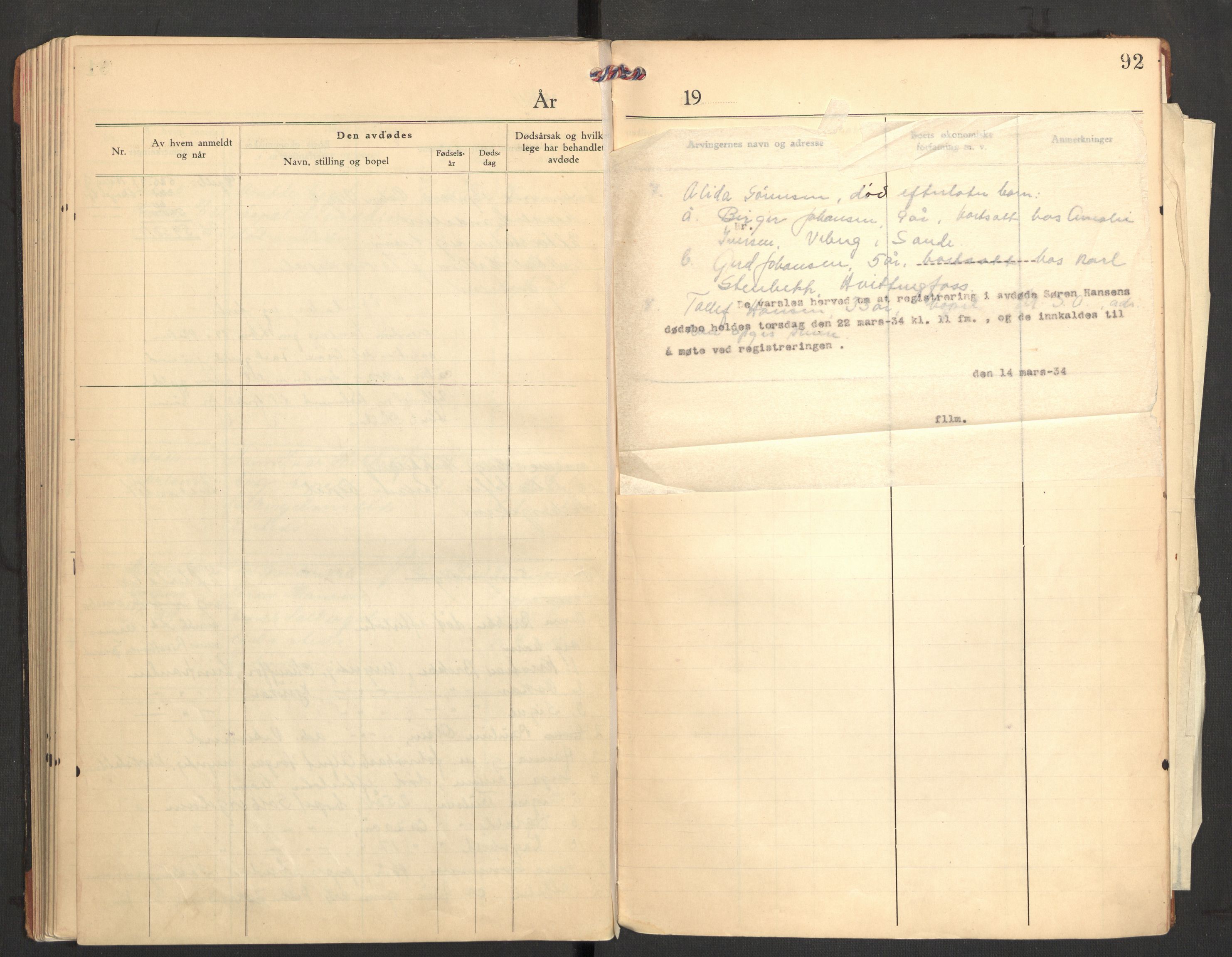 Nedre Eiker lensmannskontor, AV/SAKO-A-530/H/Ha/L0004: Dødsfallsprotokoll, 1928-1934, p. 93