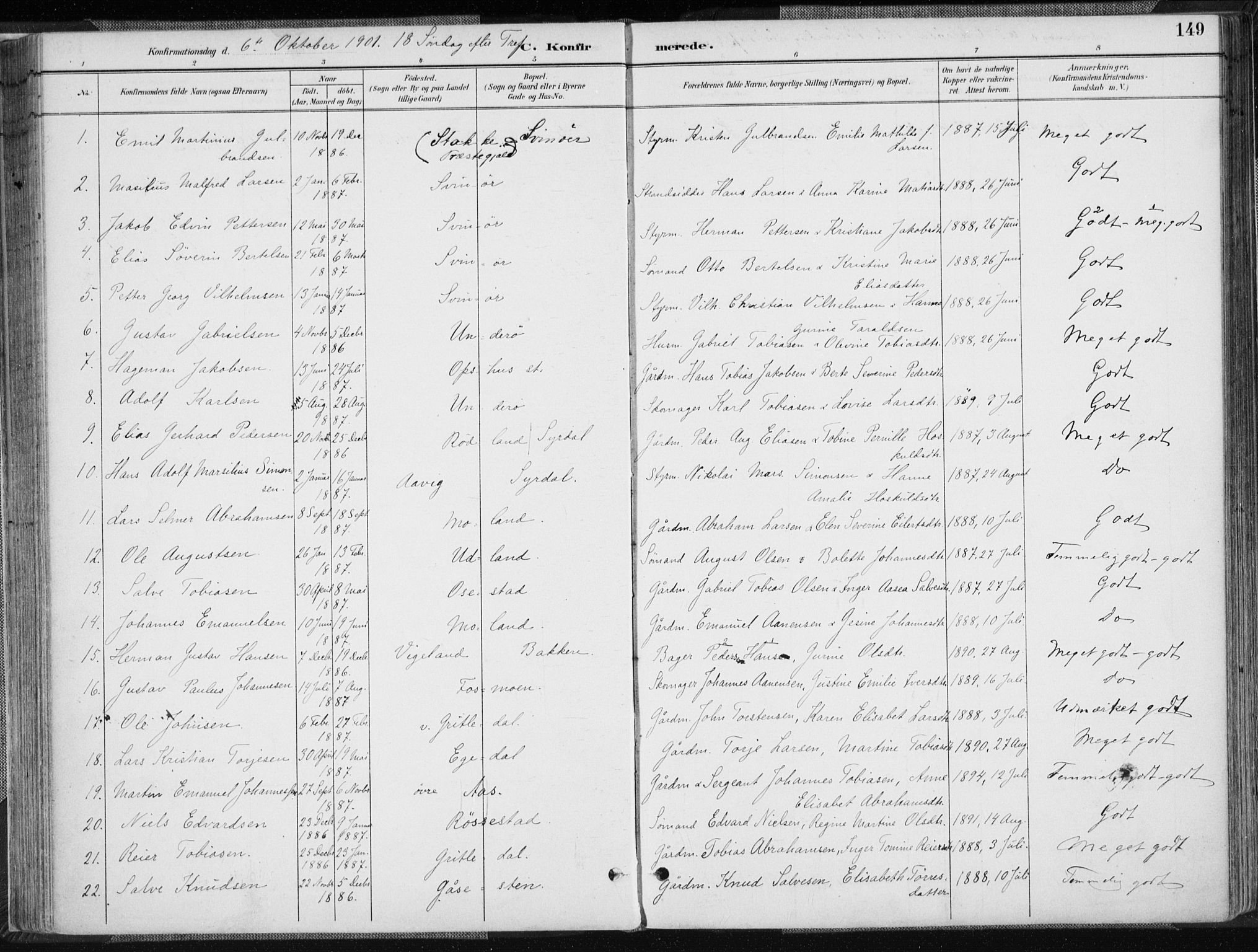 Sør-Audnedal sokneprestkontor, AV/SAK-1111-0039/F/Fa/Fab/L0010: Parish register (official) no. A 10, 1892-1913, p. 149