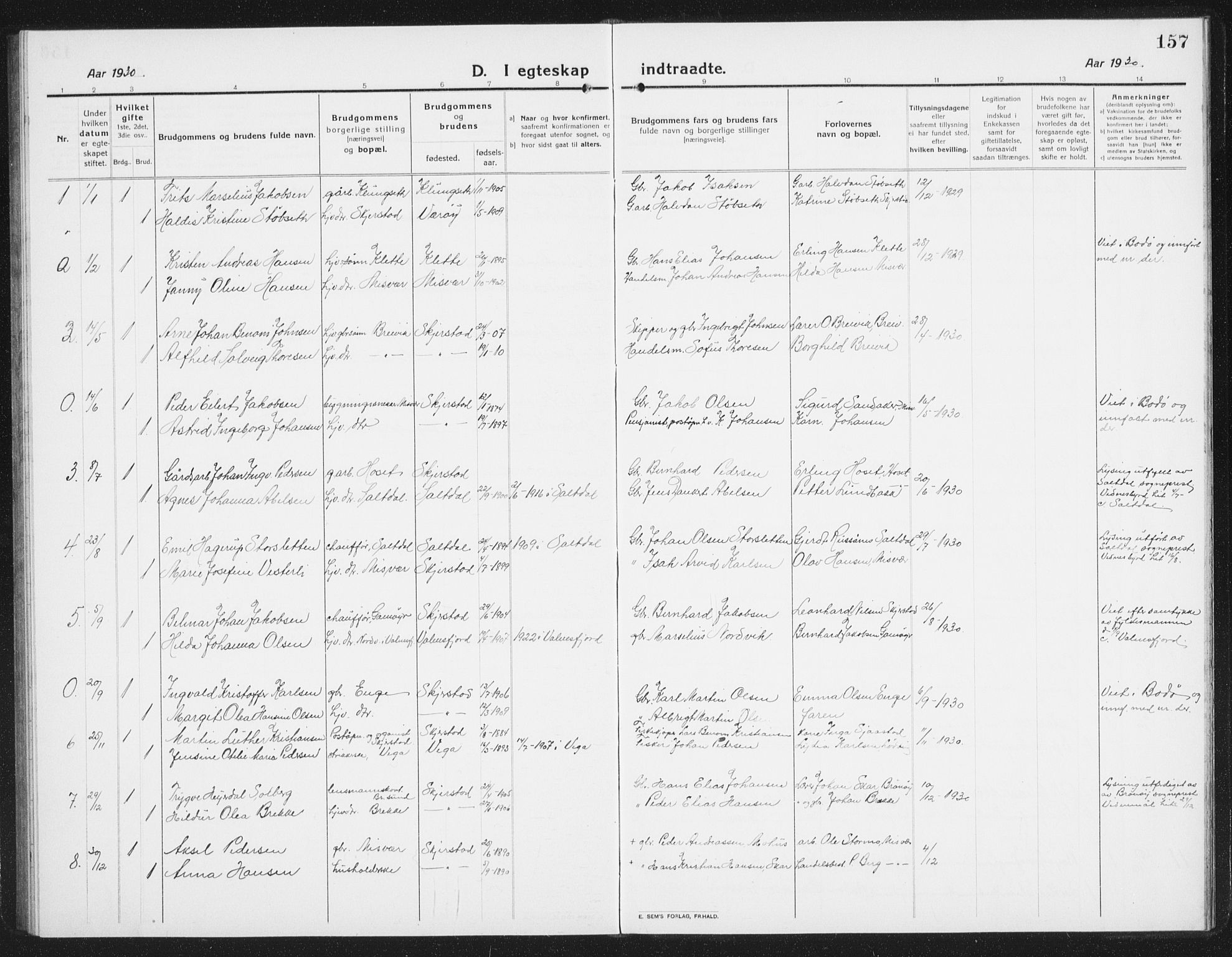 Ministerialprotokoller, klokkerbøker og fødselsregistre - Nordland, AV/SAT-A-1459/852/L0757: Parish register (copy) no. 852C08, 1916-1934, p. 157