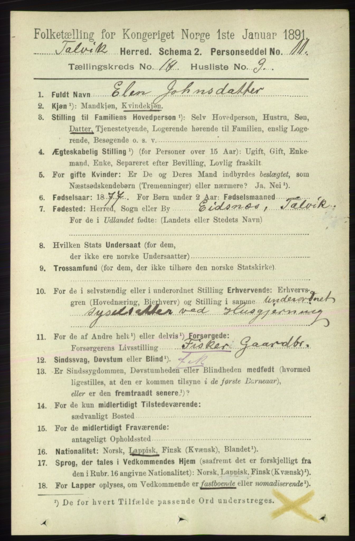 RA, 1891 census for 2013 Talvik, 1891, p. 2356