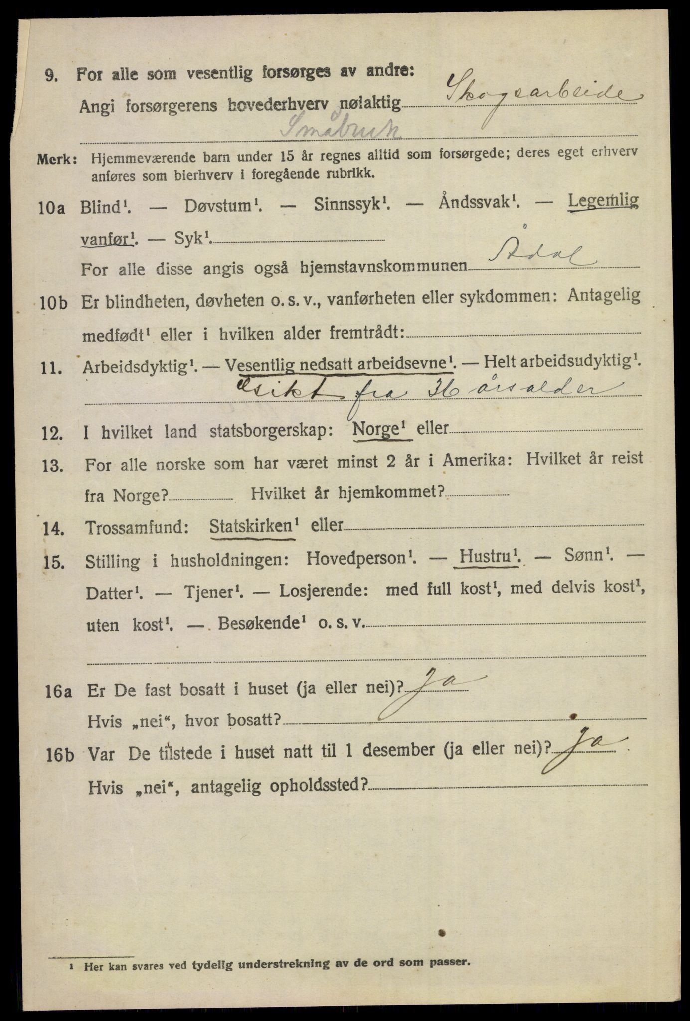 SAKO, 1920 census for Ådal, 1920, p. 4189