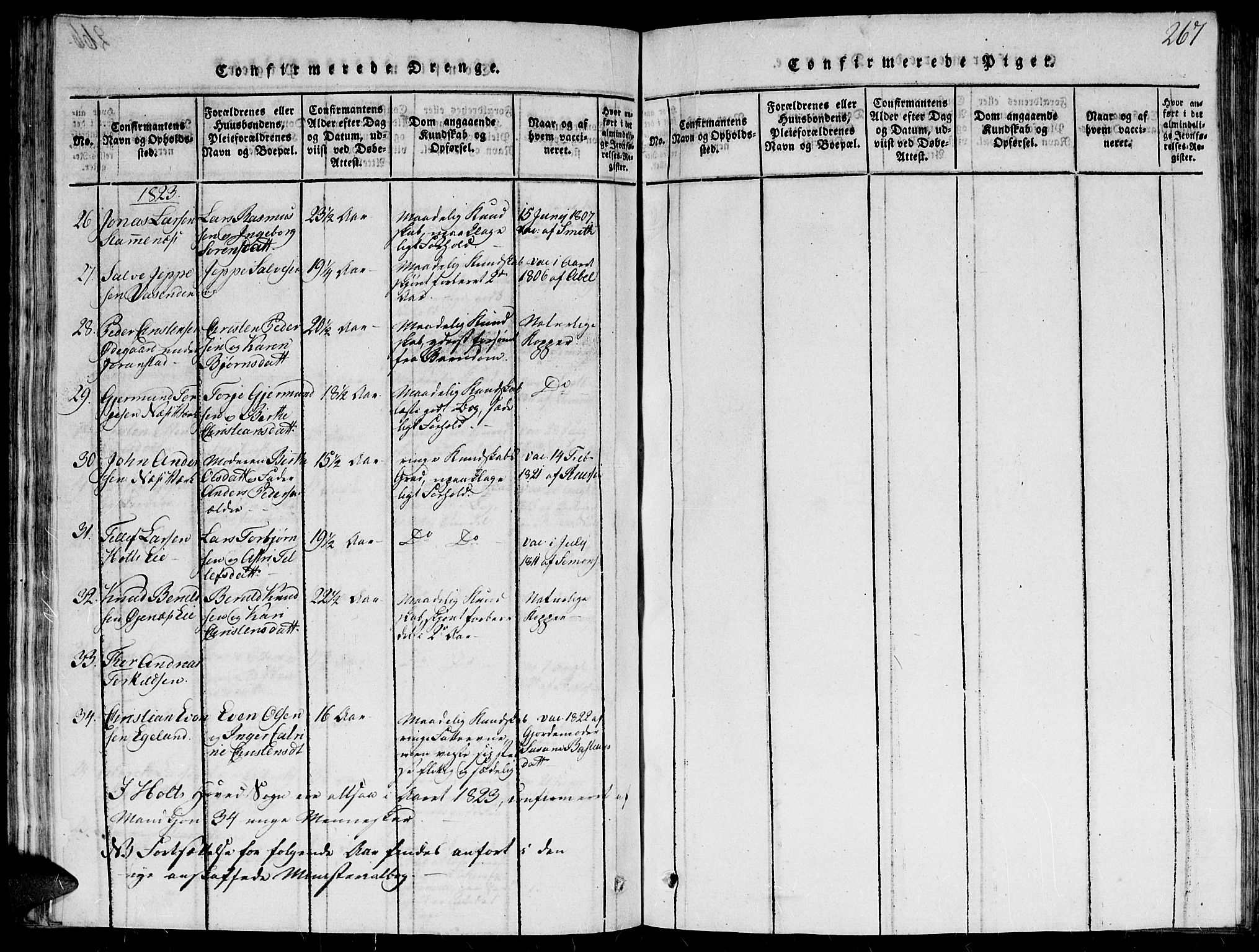 Holt sokneprestkontor, AV/SAK-1111-0021/F/Fb/L0006: Parish register (copy) no. B 6, 1813-1823, p. 267