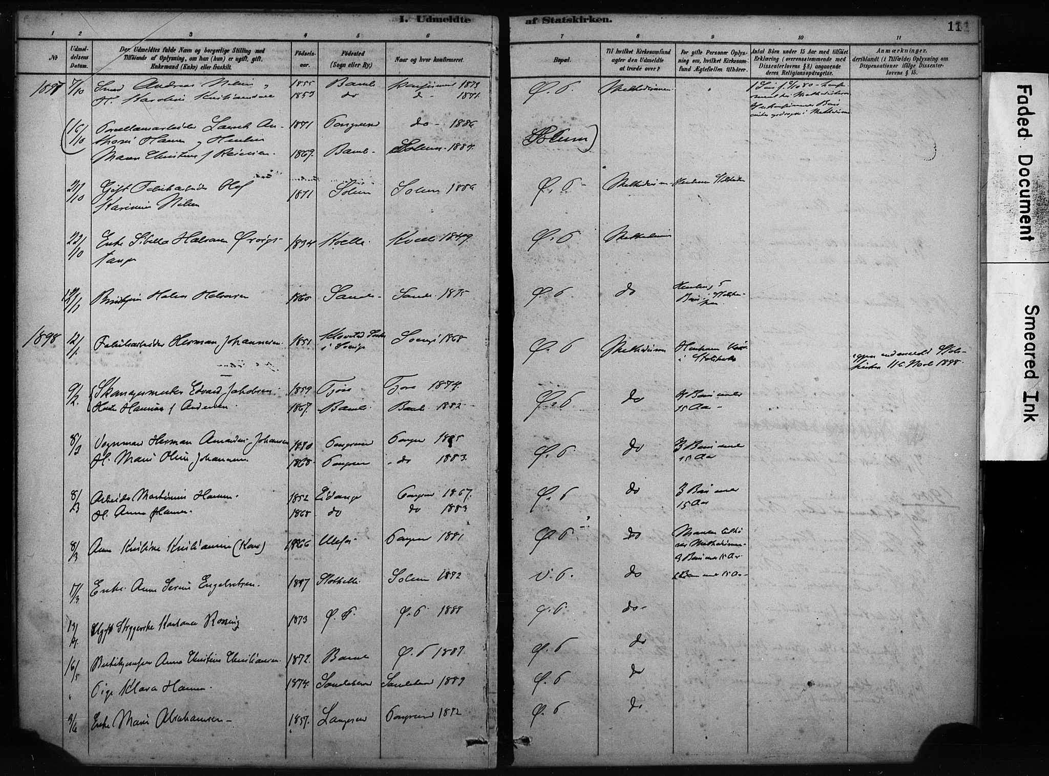 Porsgrunn kirkebøker , SAKO/A-104/F/Fa/L0009: Parish register (official) no. 9, 1878-1923, p. 11