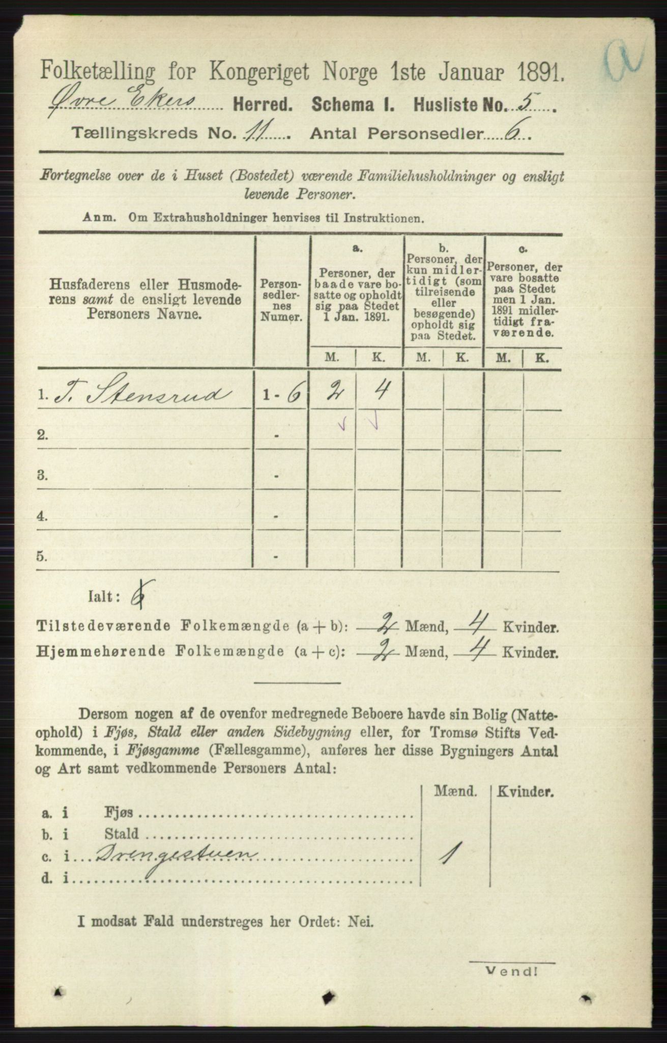 RA, 1891 census for 0624 Øvre Eiker, 1891, p. 4496