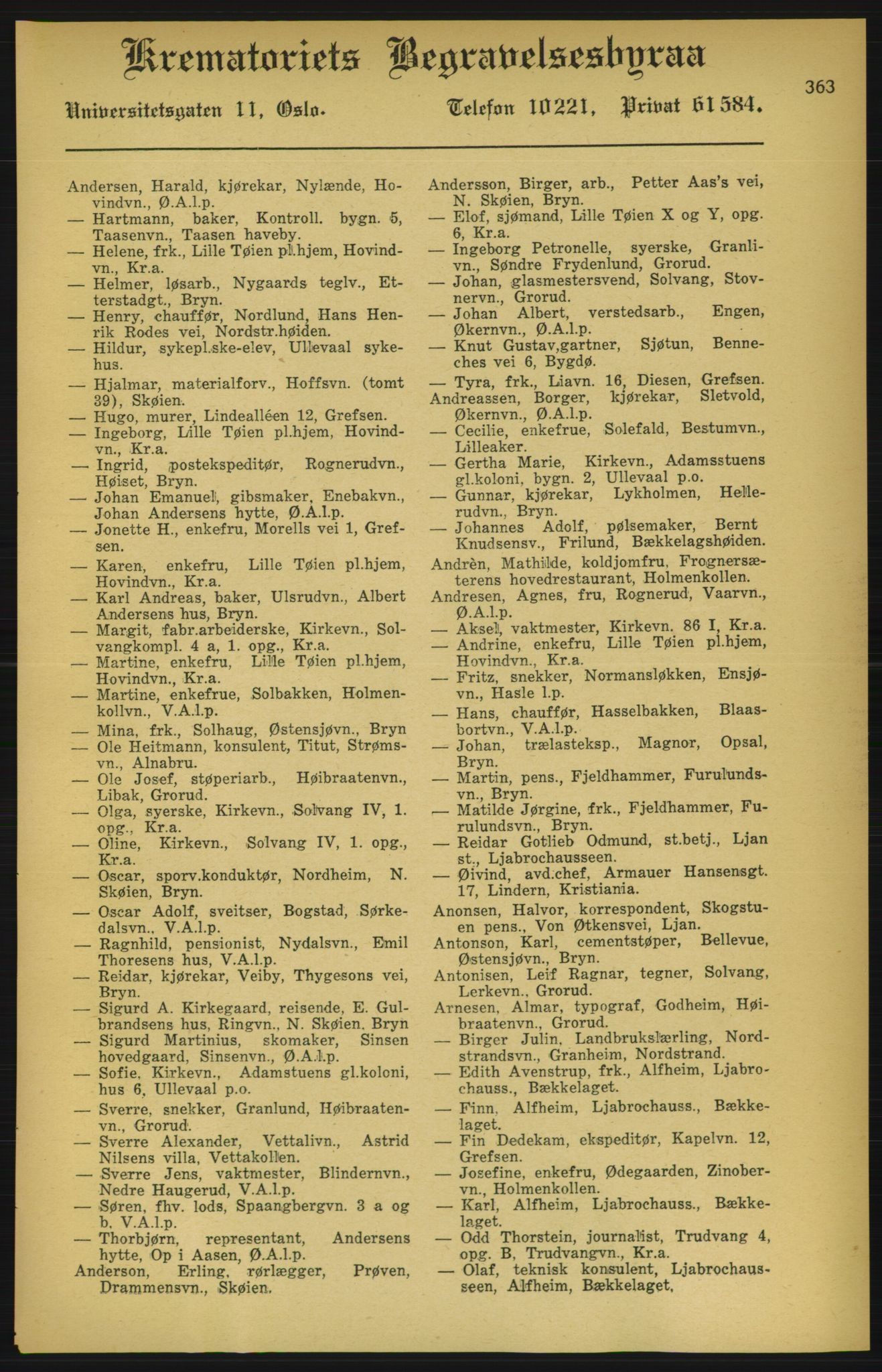 Aker adressebok/adressekalender, PUBL/001/A/003: Akers adressekalender, 1924-1925, p. 363