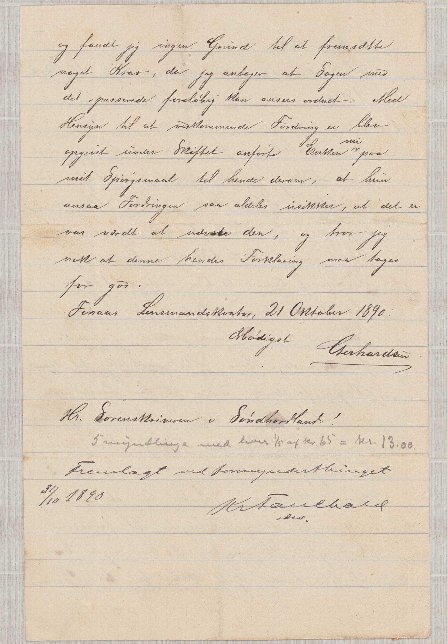Finnaas kommune. Overformynderiet, IKAH/1218a-812/D/Da/Daa/L0001/0004: Kronologisk ordna korrespondanse / Kronologisk ordna korrespondanse, 1888-1892, p. 109
