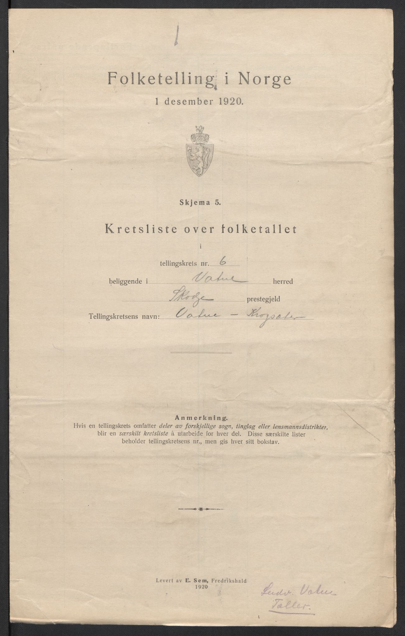 SAT, 1920 census for Vatne, 1920, p. 21