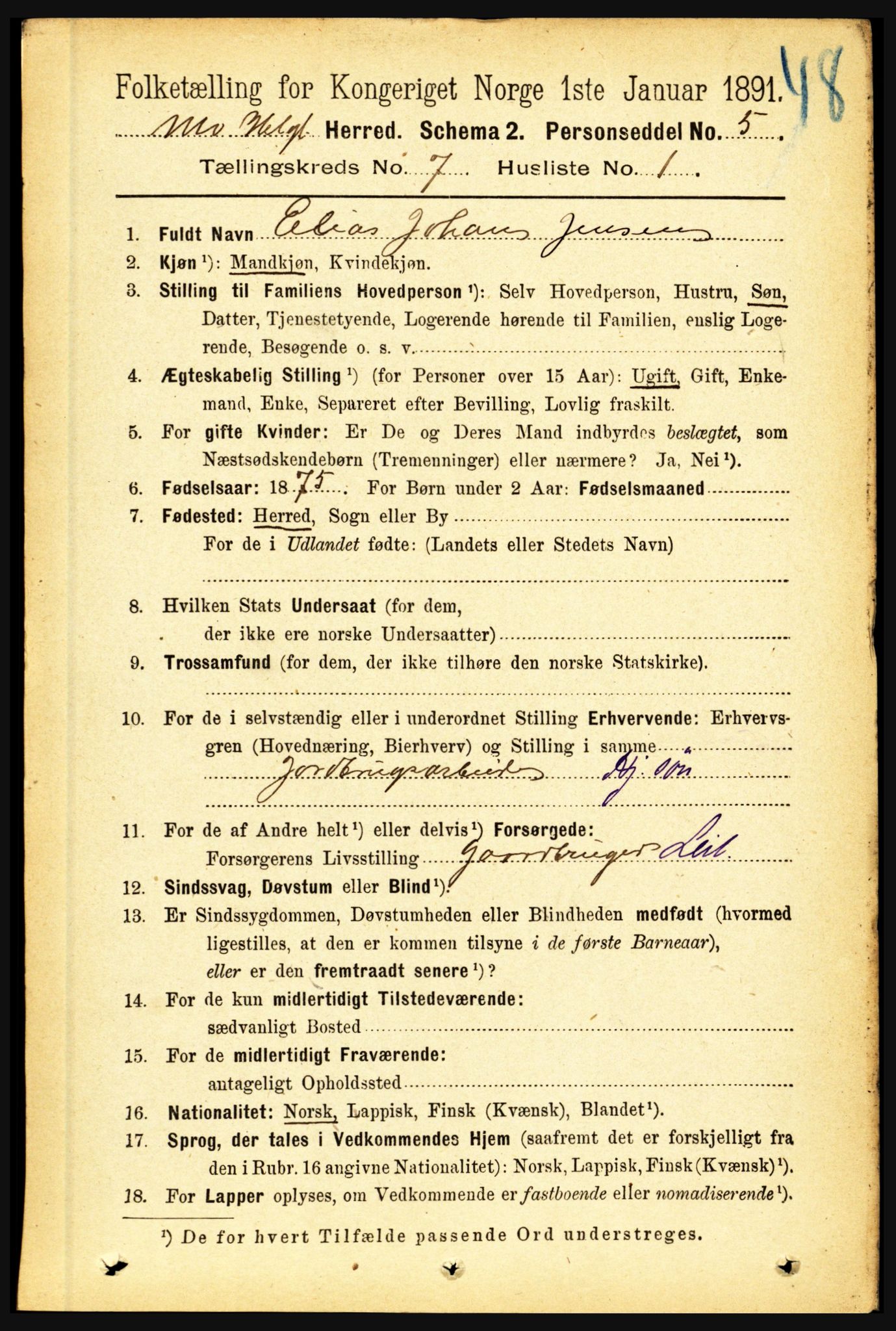 RA, 1891 census for 1833 Mo, 1891, p. 2559