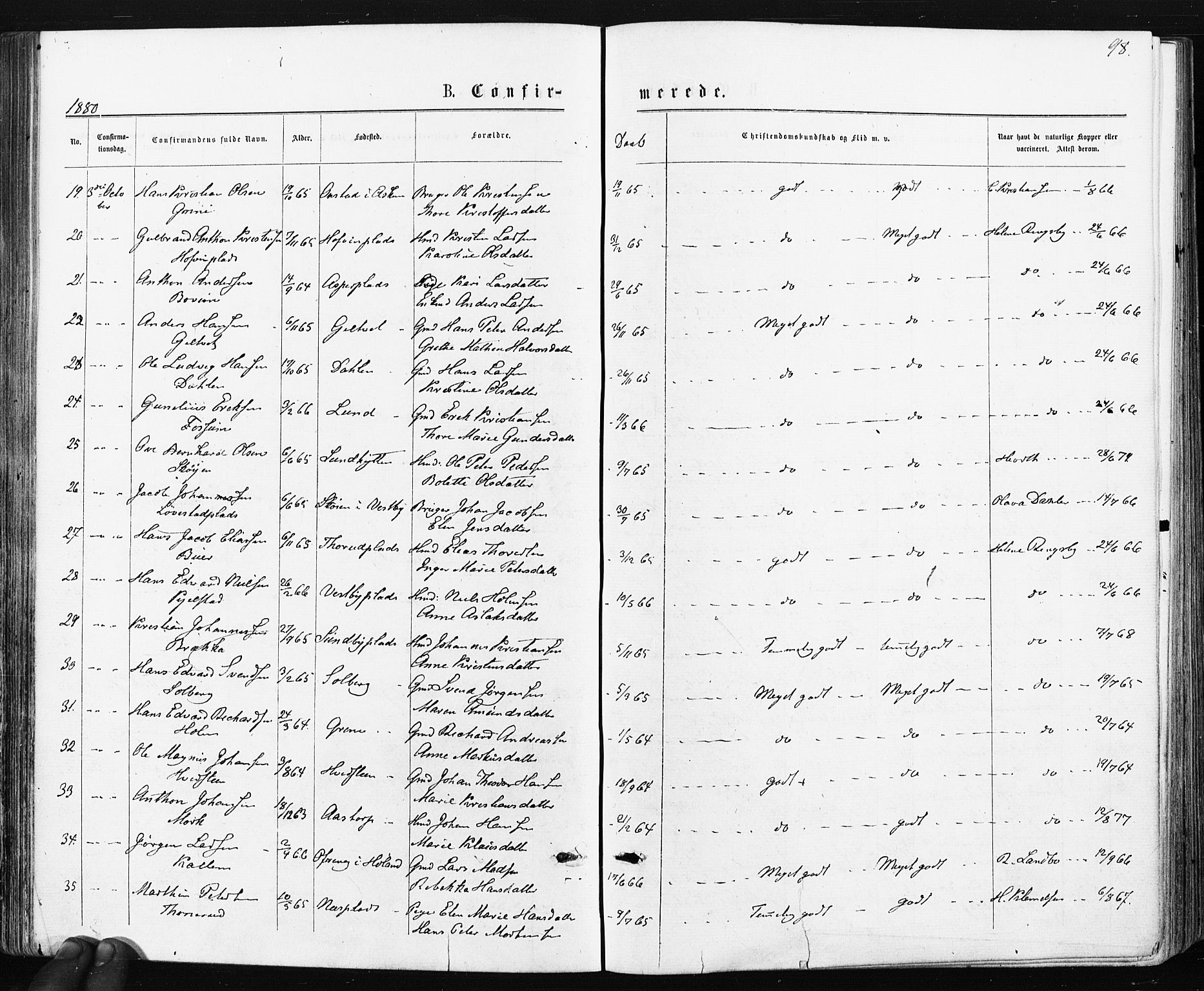 Spydeberg prestekontor Kirkebøker, SAO/A-10924/F/Fa/L0007: Parish register (official) no. I 7, 1875-1885, p. 98